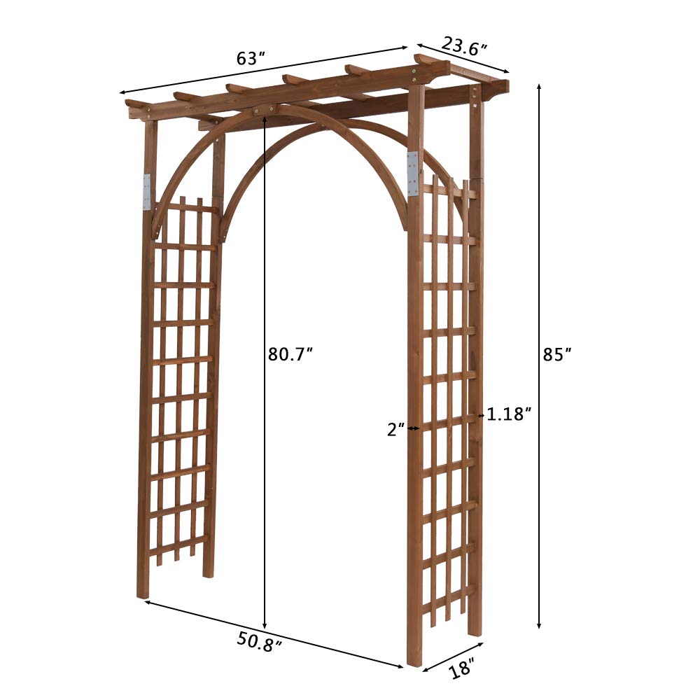 85 Inch Wooden Garden Trellis Pergola Arbor - Sturdy Outdoor Wedding Arch for Ceremonies & Plant Climbing | Perfect for Backyard Weddings, Vine Support & Garden Decor