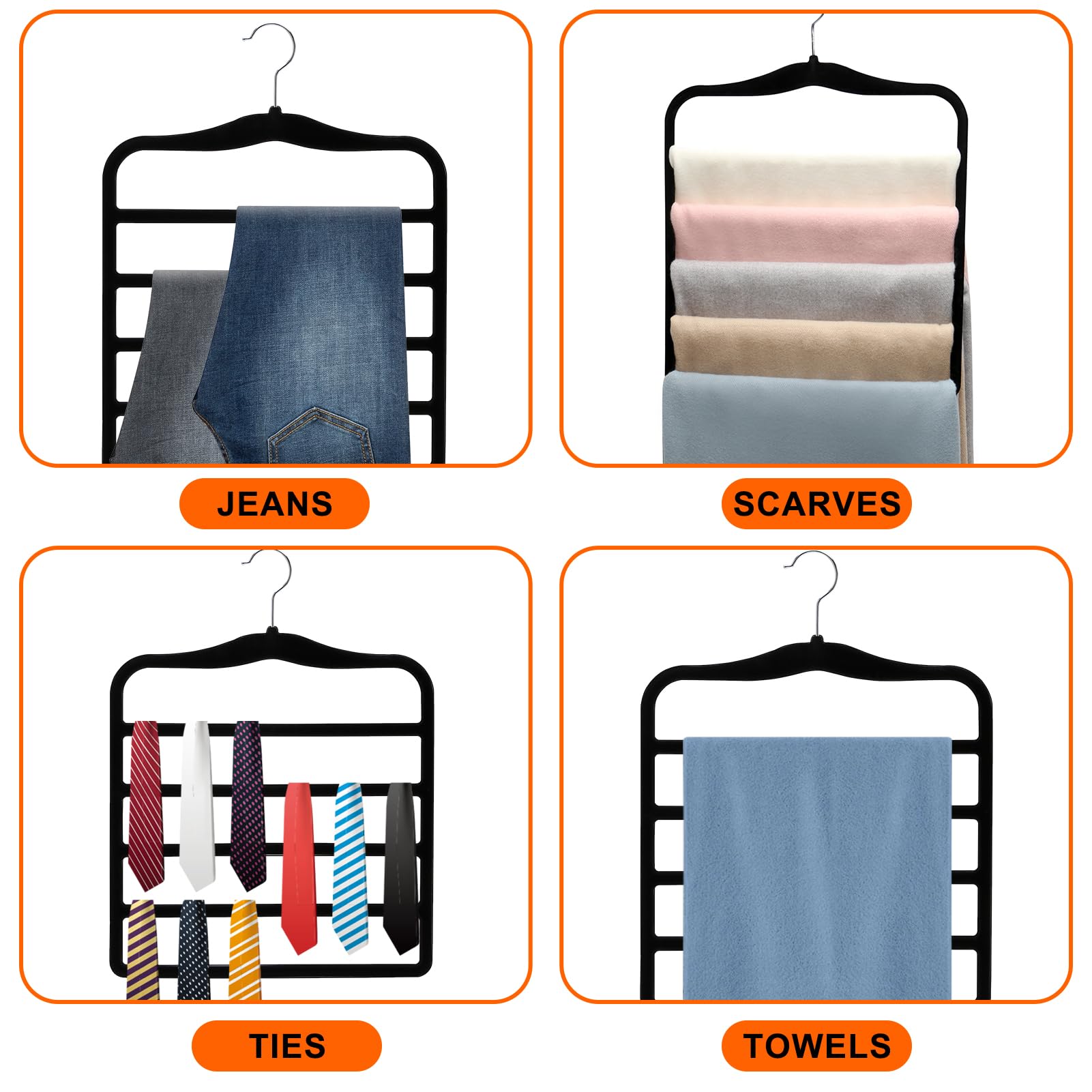 5-Pack Velvet Non-Slip Pants Hangers - Space Saving Closet Organizers for Jeans, Scarves & Clothes | Dorm Room Essentials for College Students | Perfect for Small Spaces & Wardrobe Organization