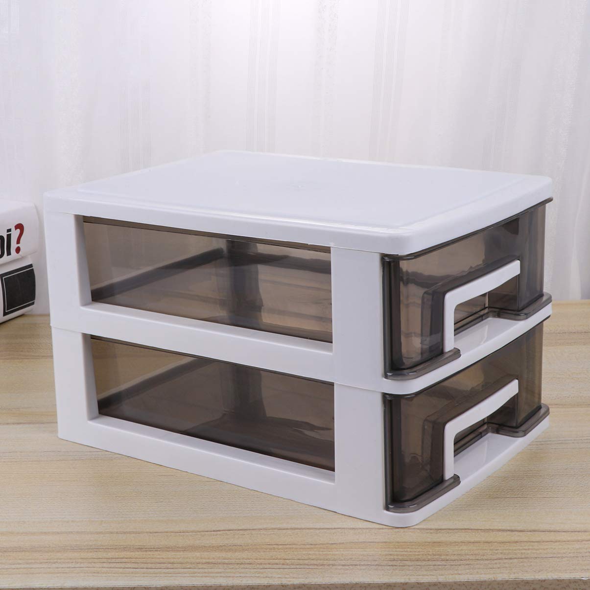 BESPORTBLE Double-Layer Plastic Storage Cabinet - Portable Multifunctional Drawer Organizer for Closet, Bedroom & Office (White Frame with Transparent Black Drawers) - Perfect for Home Organization & Small Space Storage Solutions