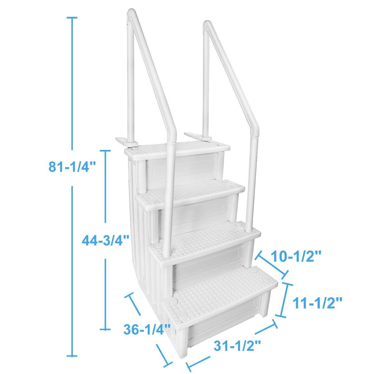 XtremepowerUS 4-Step Above Ground Pool Ladder with Non-Slip Handrails - Heavy Duty Swimming Pool Step Ladder for Deck Access - Perfect for Inground/Above Ground Pools, White (Outdoor Water Safety & Easy Entry/Exit)