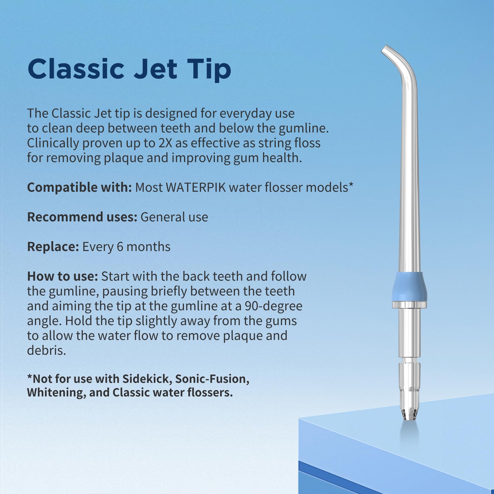 Waterpik Replacement Heads & Water Flosser Picks - 6 Classic Jet Tips for Optimal Oral Hygiene at Home