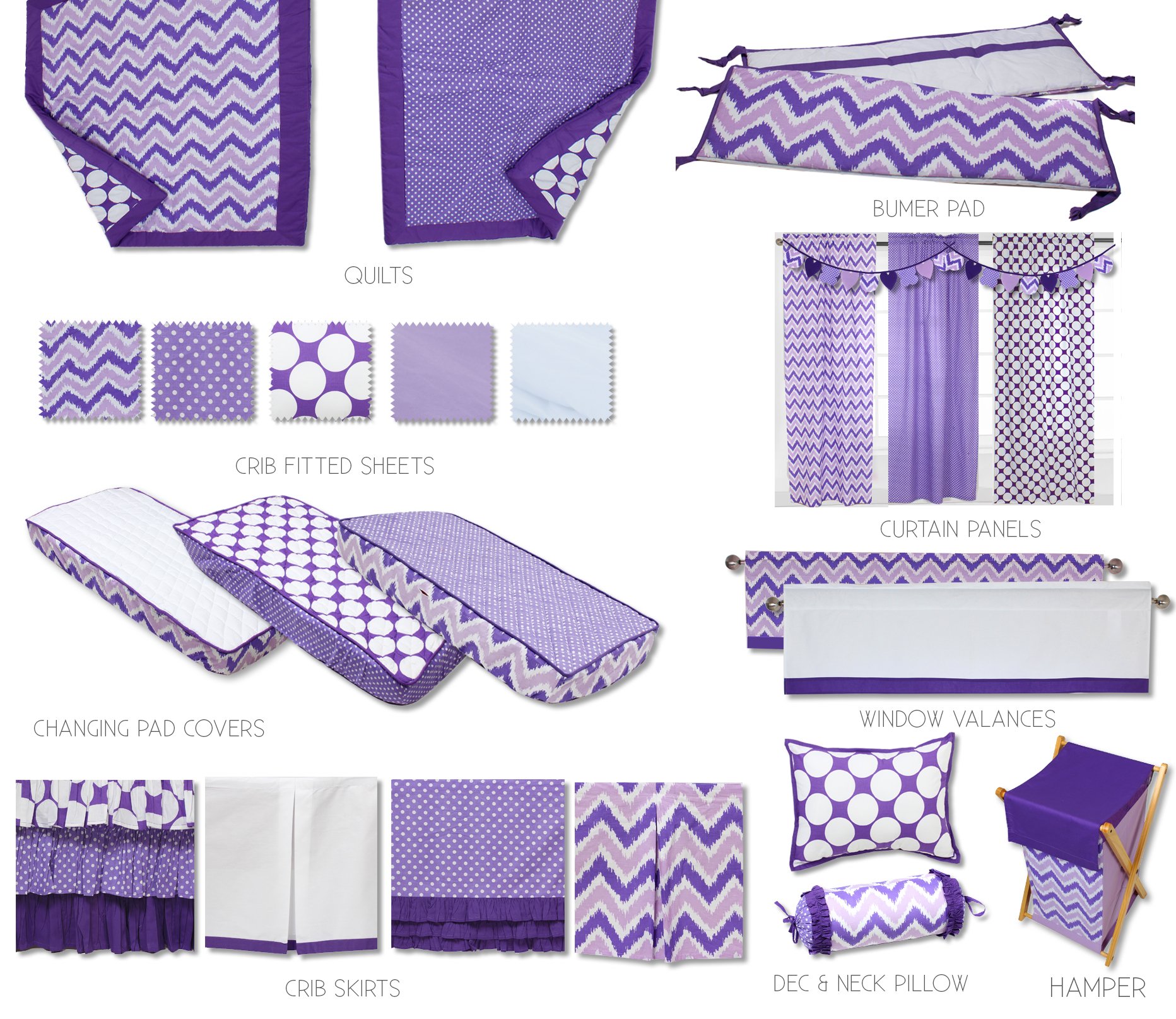 Bacati Mix N Match Ikat Zigzag Chevron Nursery Storage Organizer - Changing Table Storage Runner, Purple - Perfect for Baby Room Decor & Diaper Changing Essentials