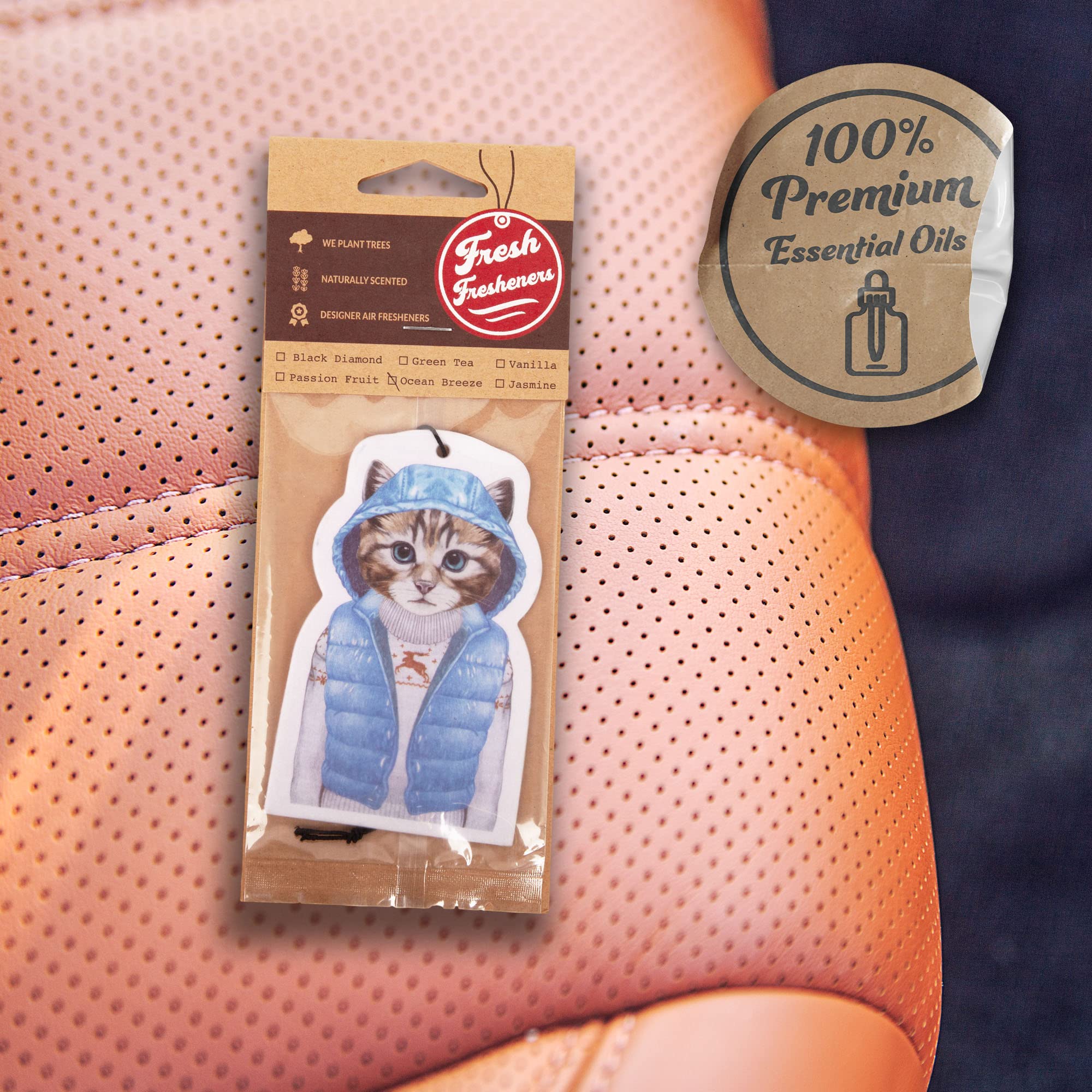 Funny Dog Car Air Freshener with Essential Oils - Cute Pet Scented Hanging Decor for Cars, Home & Office - Eliminates Odors (Cat Lover Version)