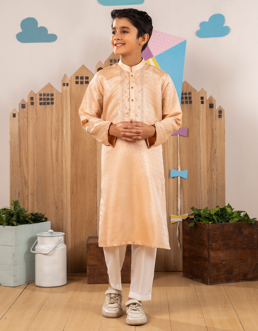 Blended Peach Special Kurta by J. Junaid Jamshed | Elegant Pakistani Traditional Dress for Women | Perfect for Eid, Weddings & Special Occasions