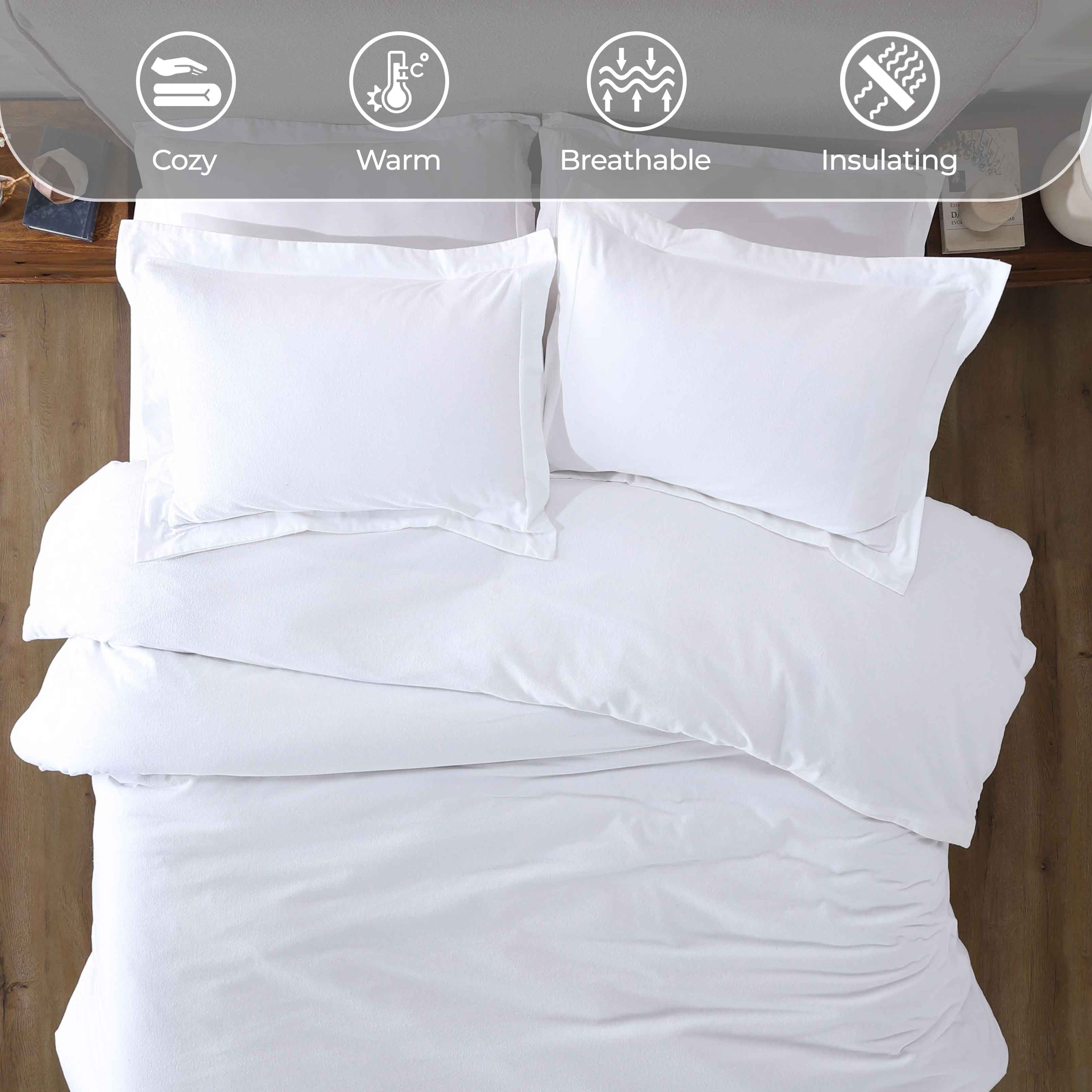 Premium Rome Flannel Cotton Solid Brushed Duvet Cover Set - Soft & Cozy Queen/King Size Bedding for Winter Warmth & Comfort