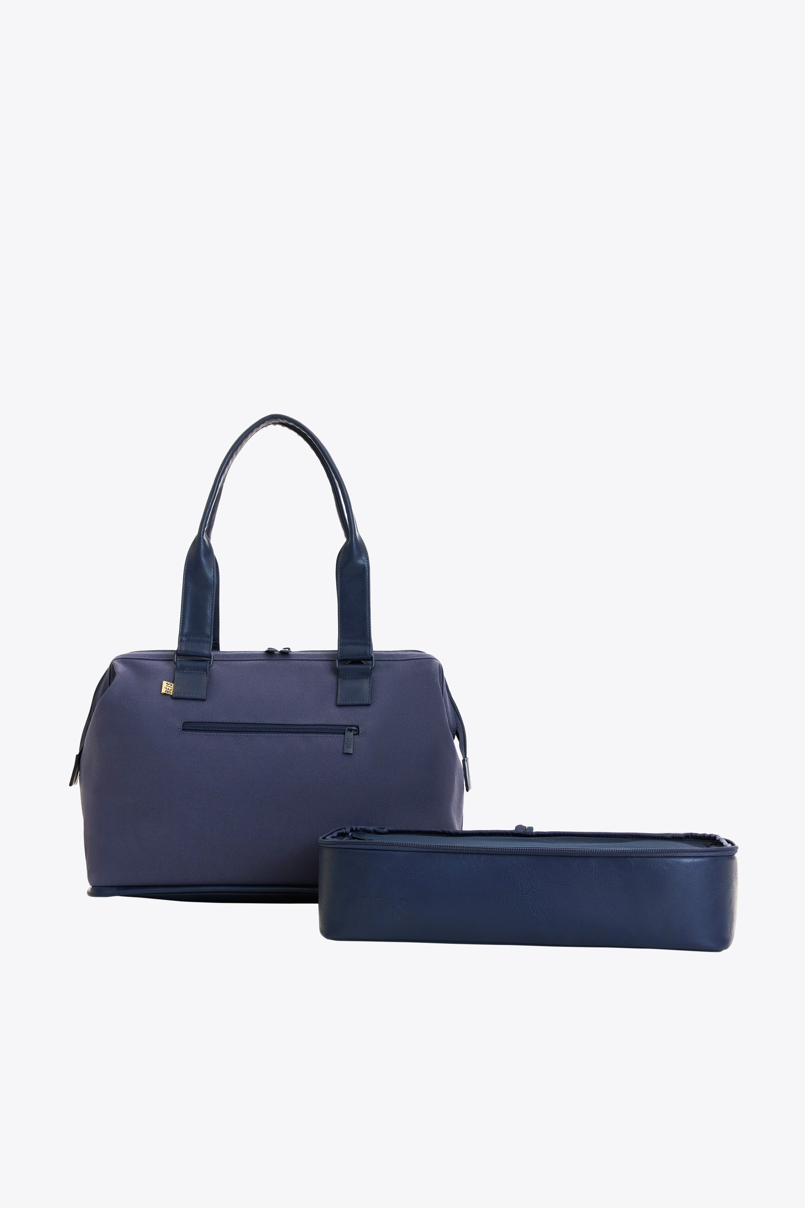 Navy Blue Convertible Mini Weekender Bag - Stylish & Versatile Carry-On for Travel, Gym, or Weekend Getaways