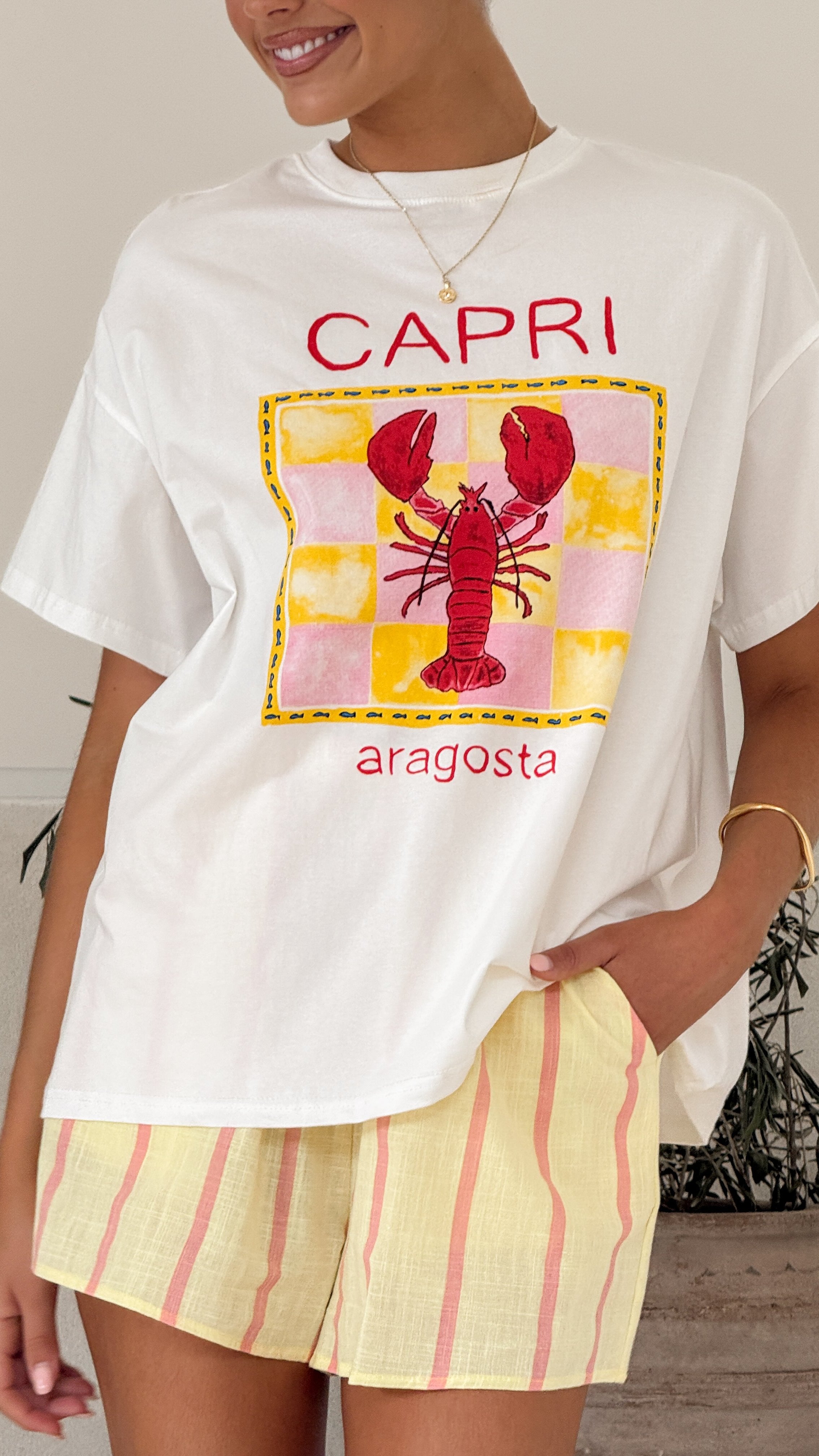 Women's Capri Top and Shorts Set - White & Yellow Outfit for Summer, Beach, Yoga, and Casual Wear