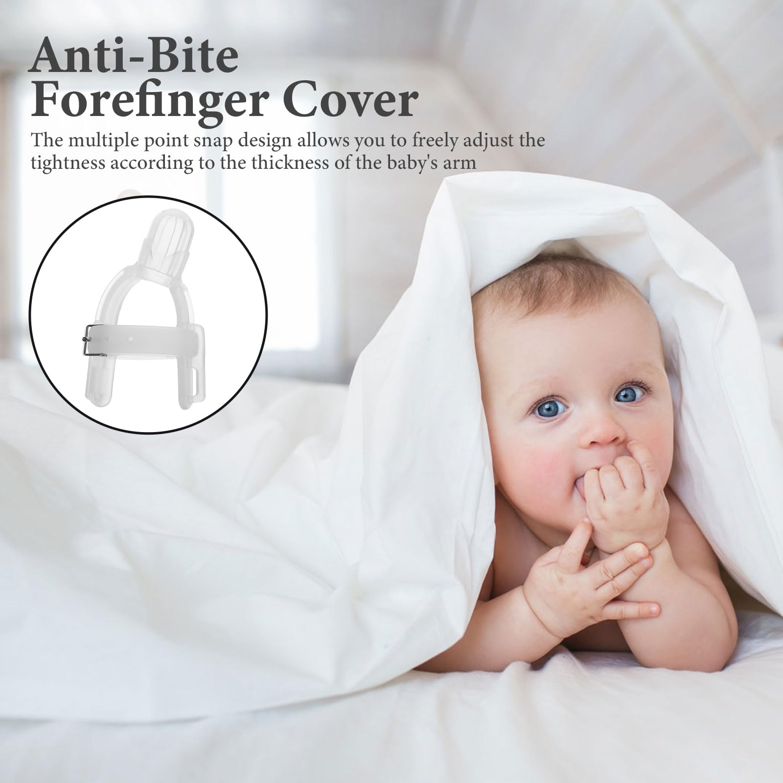 Baby Finger Protector - Transparent Silicone Thumb & Finger Cover for Infants & Toddlers, Adjustable Wrist Band to Stop Thumb Sucking & Nail Biting - Ideal for Outdoor Play, Travel & Home Use