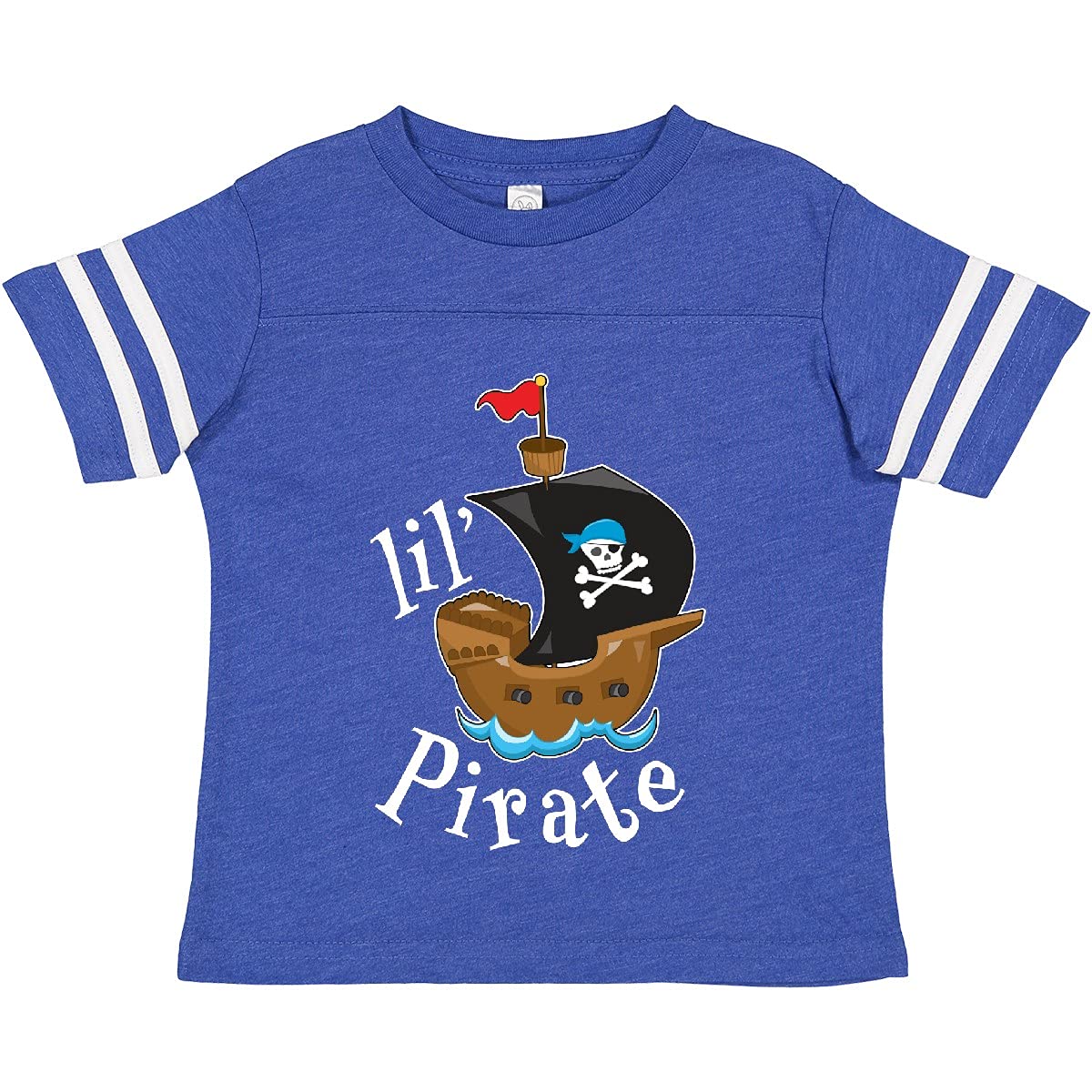 Inktastic Lil' Pirate Pirate Ship Toddler T-Shirt - Blue Bandana Design for Boys & Girls | Perfect for Pirate Themed Parties, Halloween Costumes & Everyday Play