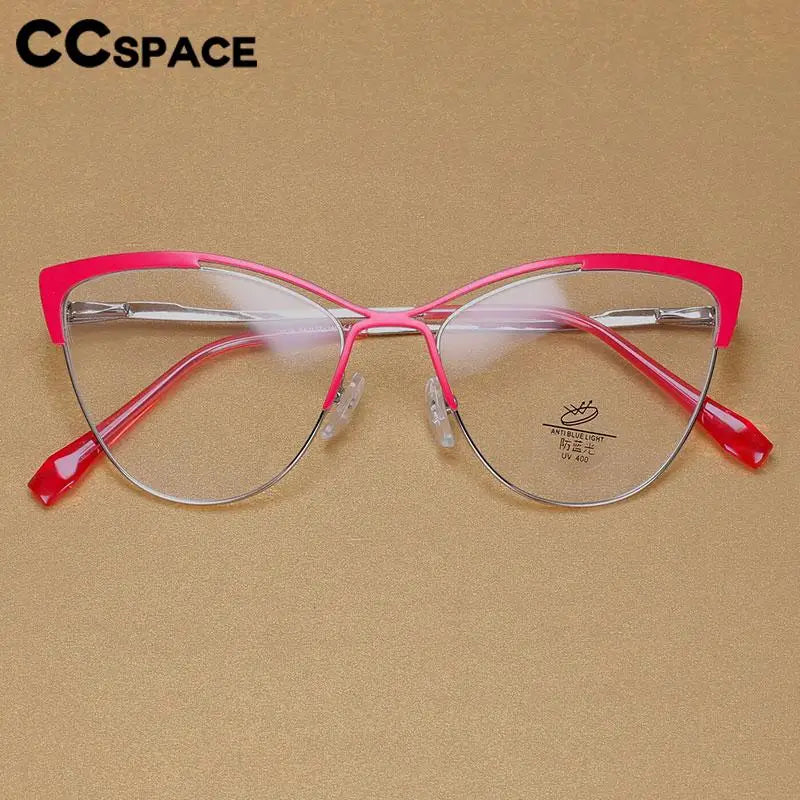 CCspace Women's Full Rim Cat Eye Alloy Eyeglasses Frame 57119 - Stylish Retro Glasses for Women, Lightweight Metal Frame with UV Protection - Perfect for Office, Reading & Fashion Accessories
