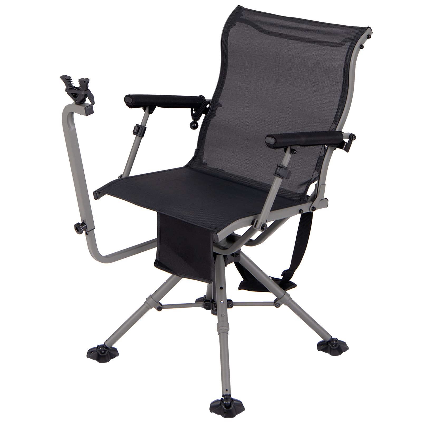 Tangkula 360° Swivel Hunting Chair with Adjustable Shooting Rest - Portable Hunting Seat with 4 Extendable Aluminum Legs & Carrying Strap - Perfect for Deer Hunting, Turkey Hunting & Outdoor Blind Shooting
