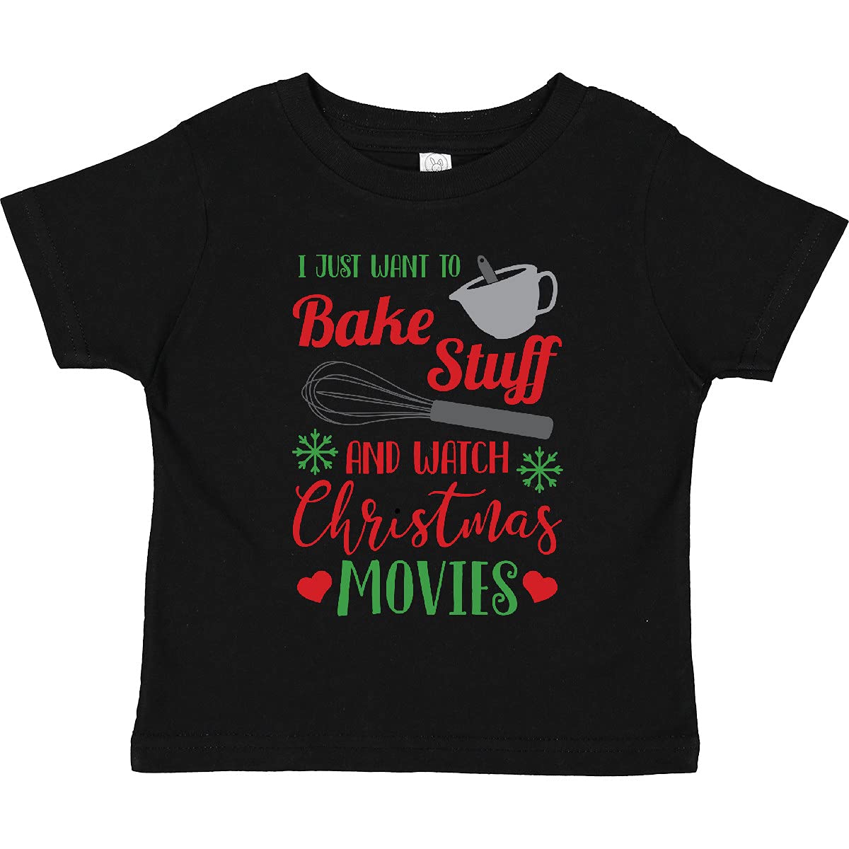 Inktastic 'I Just Want to Bake Stuff and Watch Christmas Movies' Toddler T-Shirt - Cute Holiday Baking Outfit for Kids Christmas Party & Family Photos