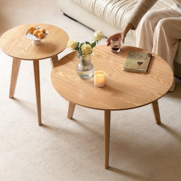Solid Oak & Black Walnut Wood Side Table - Nightstand, End Table for Living Room, Bedroom, Office | Rustic Modern Furniture for Home Decor