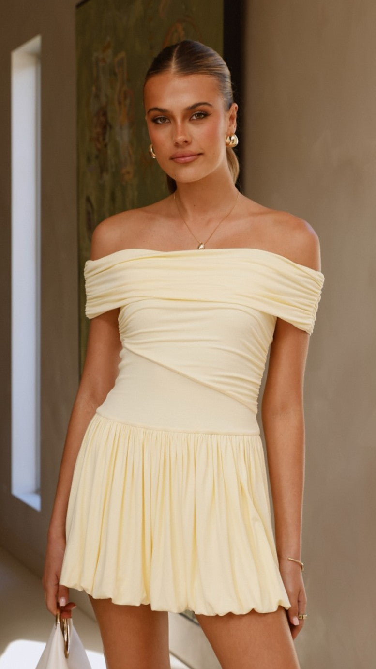 Manalla Mini Dress - Women's Summer Sleeveless Lemon Yellow Bodycon Dress for Party, Date Night & Beach Vacation