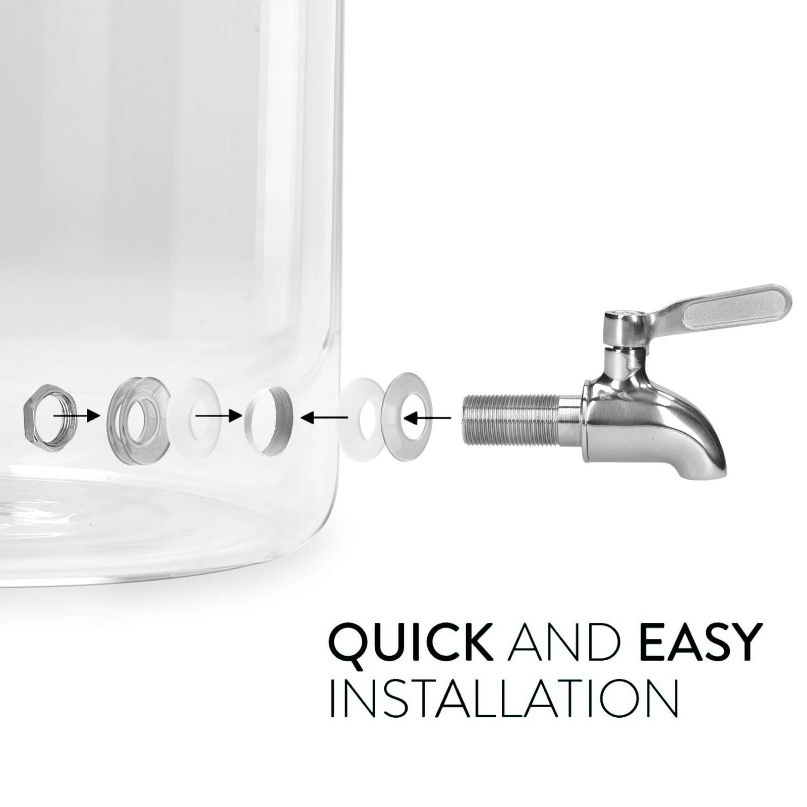 5L/7L Vintage Glass Drink Dispenser with Tap and Stand - Mason Jar Style Beverage Dispenser with Spigot - Large Capacity Refrigerator Safe Cold Water Kettle for Cocktails, Lemonade, Iced Tea & Party Drinks