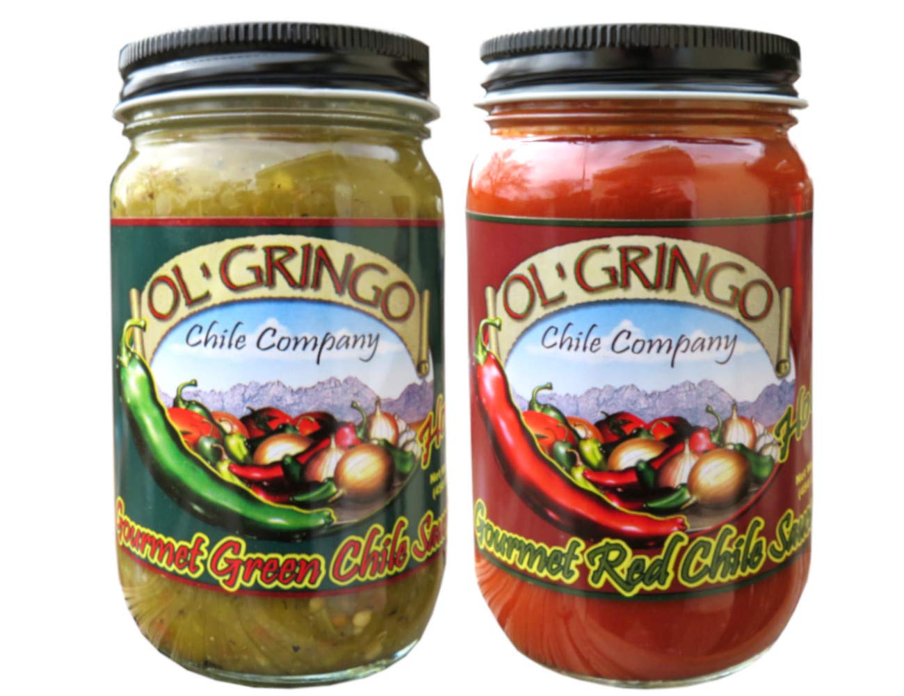 Ol' Gringo Chile Company Flame Roasted New Mexico Green & Red Chile Sauce Duo - Spicy Hot Heat (2-Pack) - Perfect for Tacos, Burritos, and Southwestern Dishes
