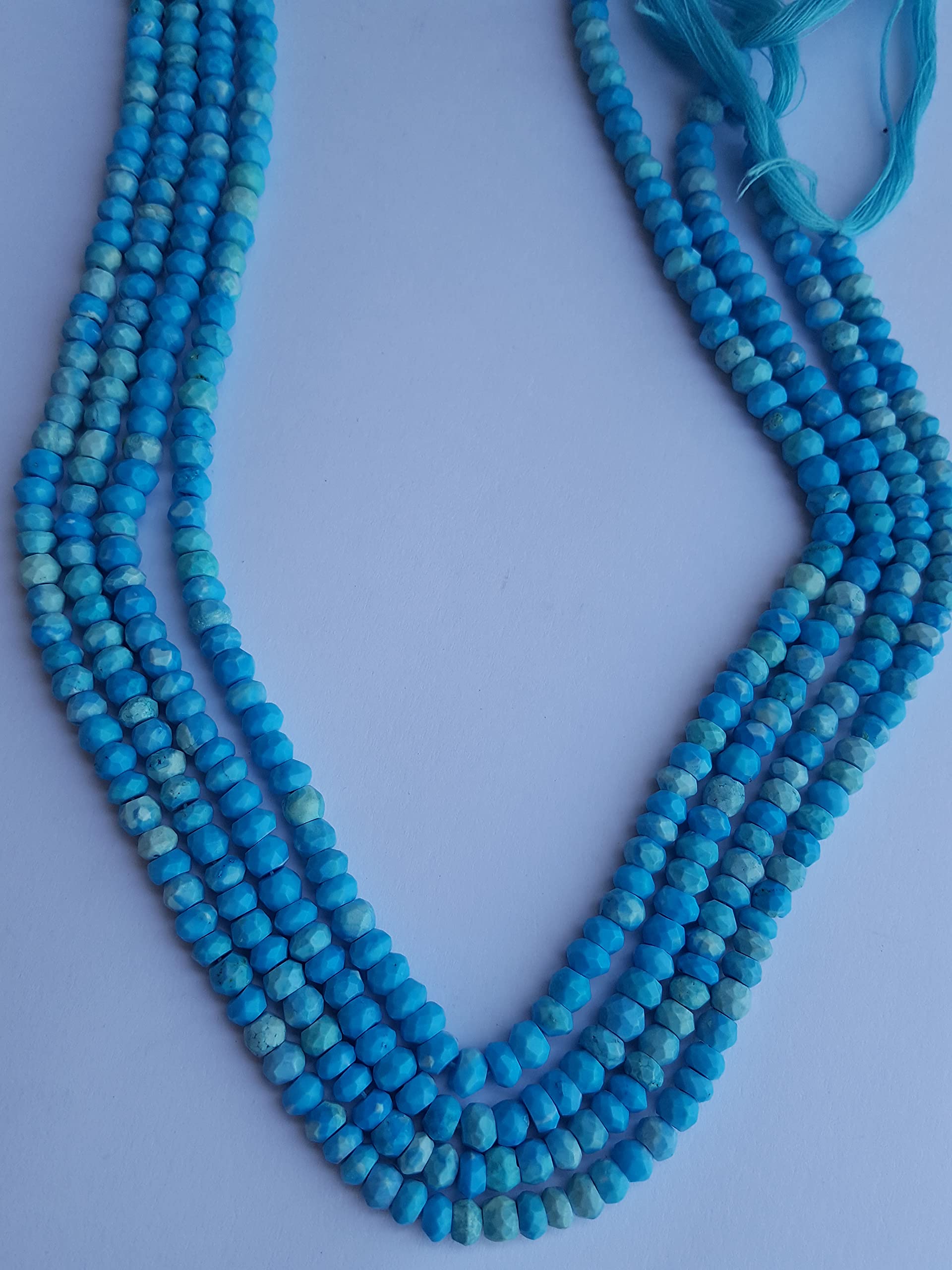 4.5-5mm AAA Quality Turquoise Faceted Rondelle Beads - 2 Strands 13 Inches Long Semi-Precious Gemstone Beads for Jewelry Making DIY Necklace Bracelet Earrings - Wholesale Price by FionaGemstoneBeads | Perfect for Boho, Handmade & Fashion Jewelry Designs
