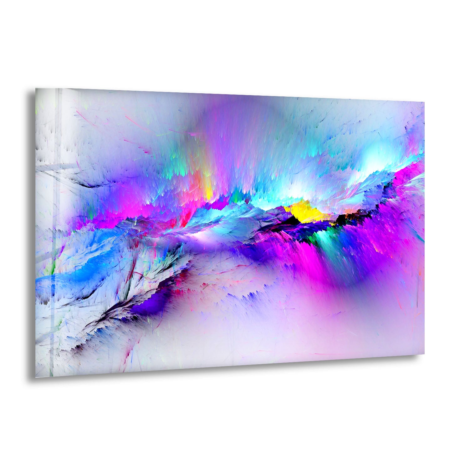 Color Burst Abstract Wall Art - Vibrant Iridescent Glass Print for Modern Home & Office Decor | Perfect for Living Room, Bedroom or Workspace