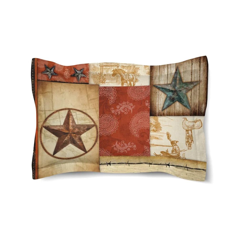 Laural Home Western Rodeo Patchwork Comforter Sham - Cowboy Themed Bedding Set for Ranch, Farmhouse & Country Style Bedrooms