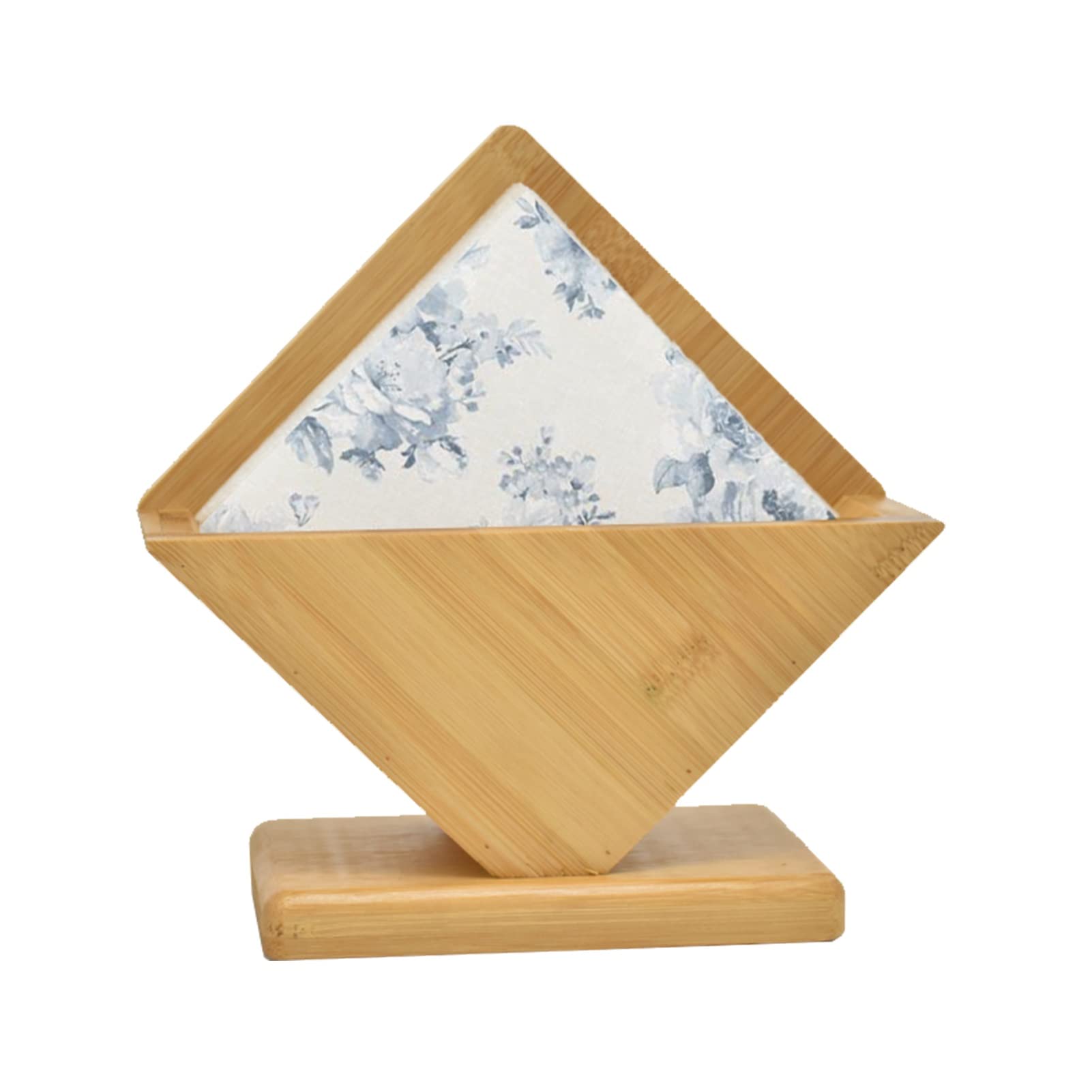Natural Bamboo Wood Vertical Napkin Holder - Freestanding Kitchen & Dining Table Organizer for Countertops, Desks - Eco-Friendly Storage Rack (Wood Color, Set of 4) - Perfect for Restaurants, Home Kitchens, Office Break Rooms & Party Decor