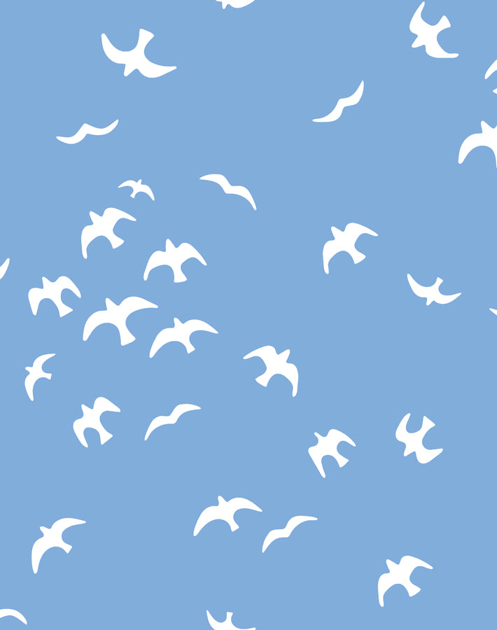 Gulls Wallpaper by Tea Collection | Denim Blue Coastal Design | Perfect for Beach House, Nursery & Coastal-Themed Decor