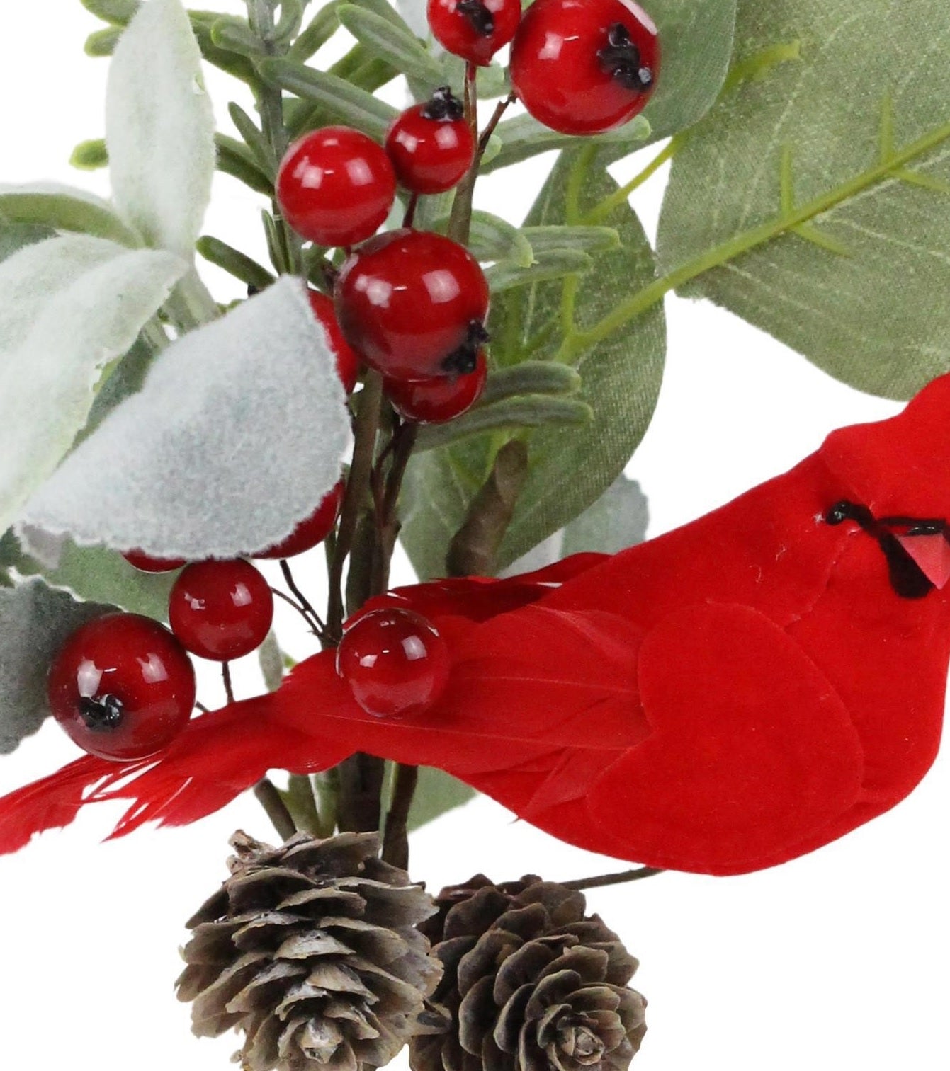 10 Pack Eucalyptus Pick Spray with Berries, Cardinal and Pine Cones - Floral Arrangement Decor for Weddings, Home, and Office