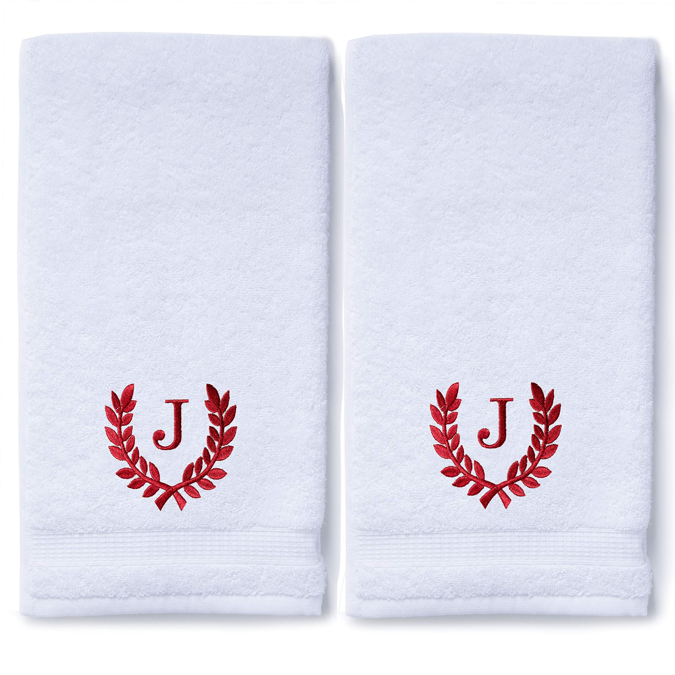 Personalized Monogrammed Hand Towels Set of 2 - Luxury Turkish Cotton 16x30 Inch for Bathroom, Kitchen & Spa | Wedding Bridal Shower Gift | Custom Roman Font Embroidery | Soft Oversized Makeup Towels - Perfect for Guest Bathrooms, Bridesmaid Gifts & Home Decor
