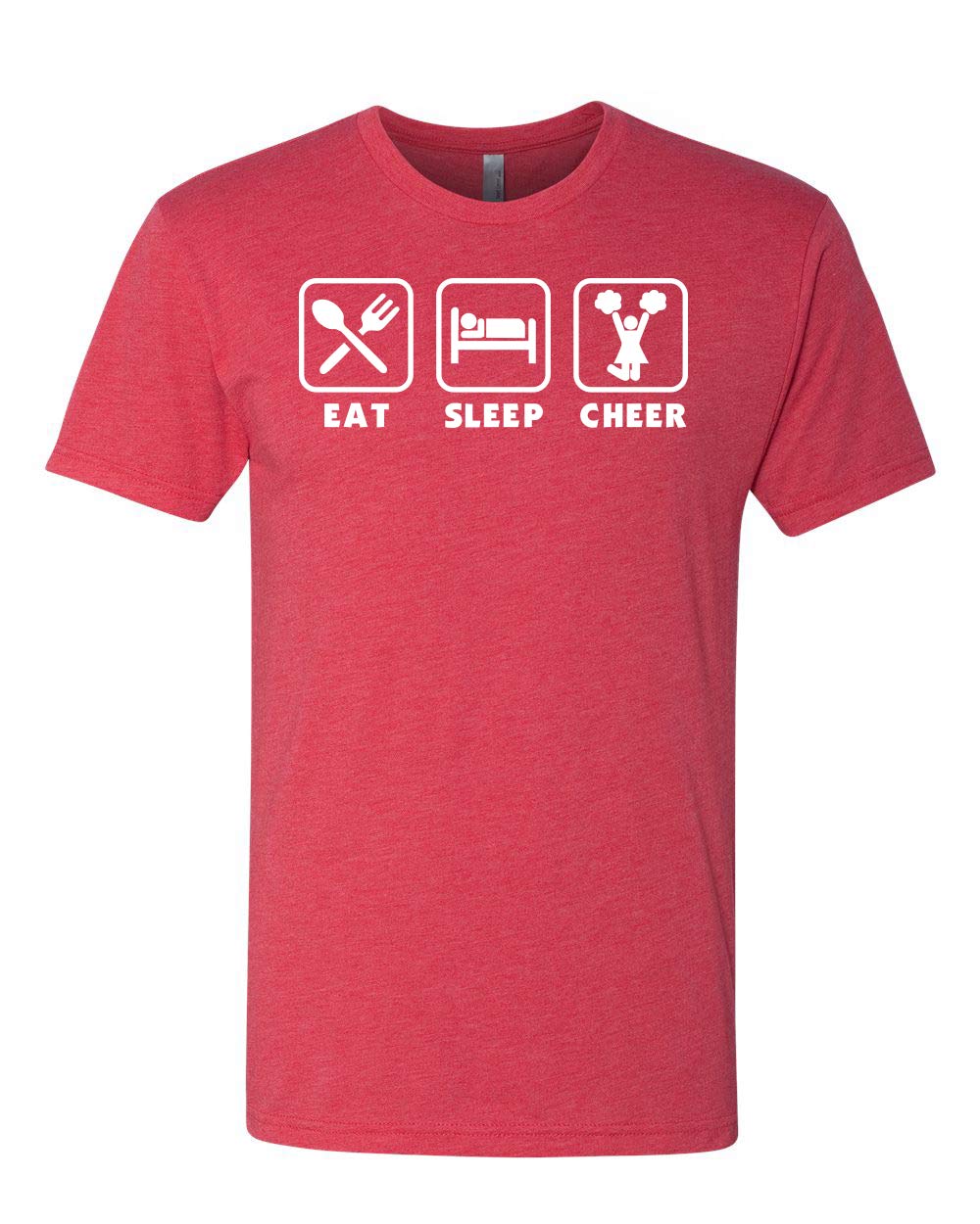 Cheerleading T-Shirt for Women & Men - Eat Sleep Cheer Graphic Tee - Soft Tri-Blend Cotton Sports Shirt - Perfect for Cheer Practice, Games, and Team Spirit