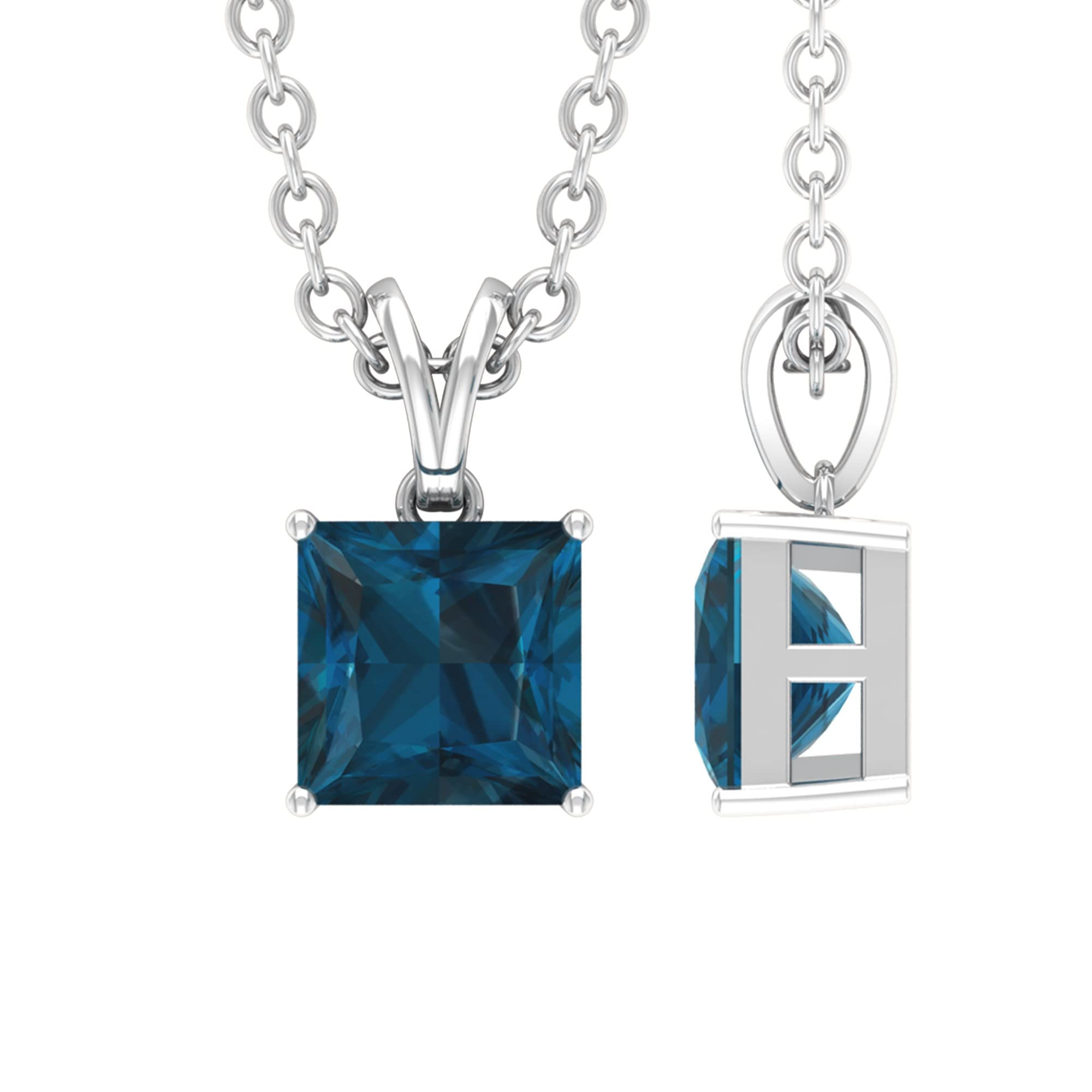 Certified London Blue Topaz Solitaire Pendant Necklace for Women | 1 Carat AAA Quality | 14K Solid Gold | Elegant Gift for Birthday, Anniversary & Special Occasions