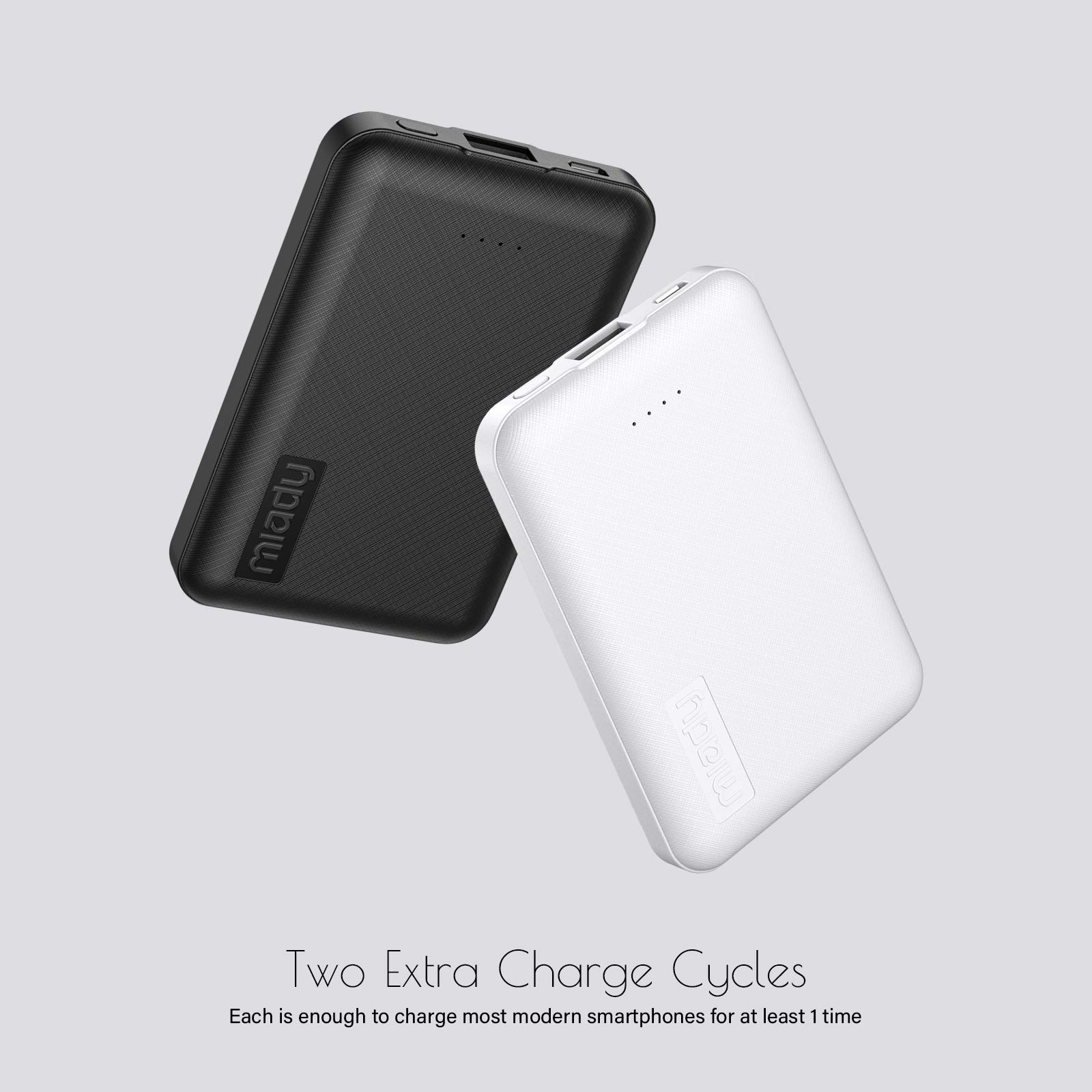 Miady 2-Pack 5000mAh Ultra Slim Portable Charger - Fast USB-C Power Bank with 5V 2.4A Output for iPhone 16/15, Samsung S24/S22, Google Pixel, iPad & Android | Compact Travel Charger for Phones, Tablets & Wireless Earbuds | Perfect for Air Travel, Camping & Emergency Power Backup