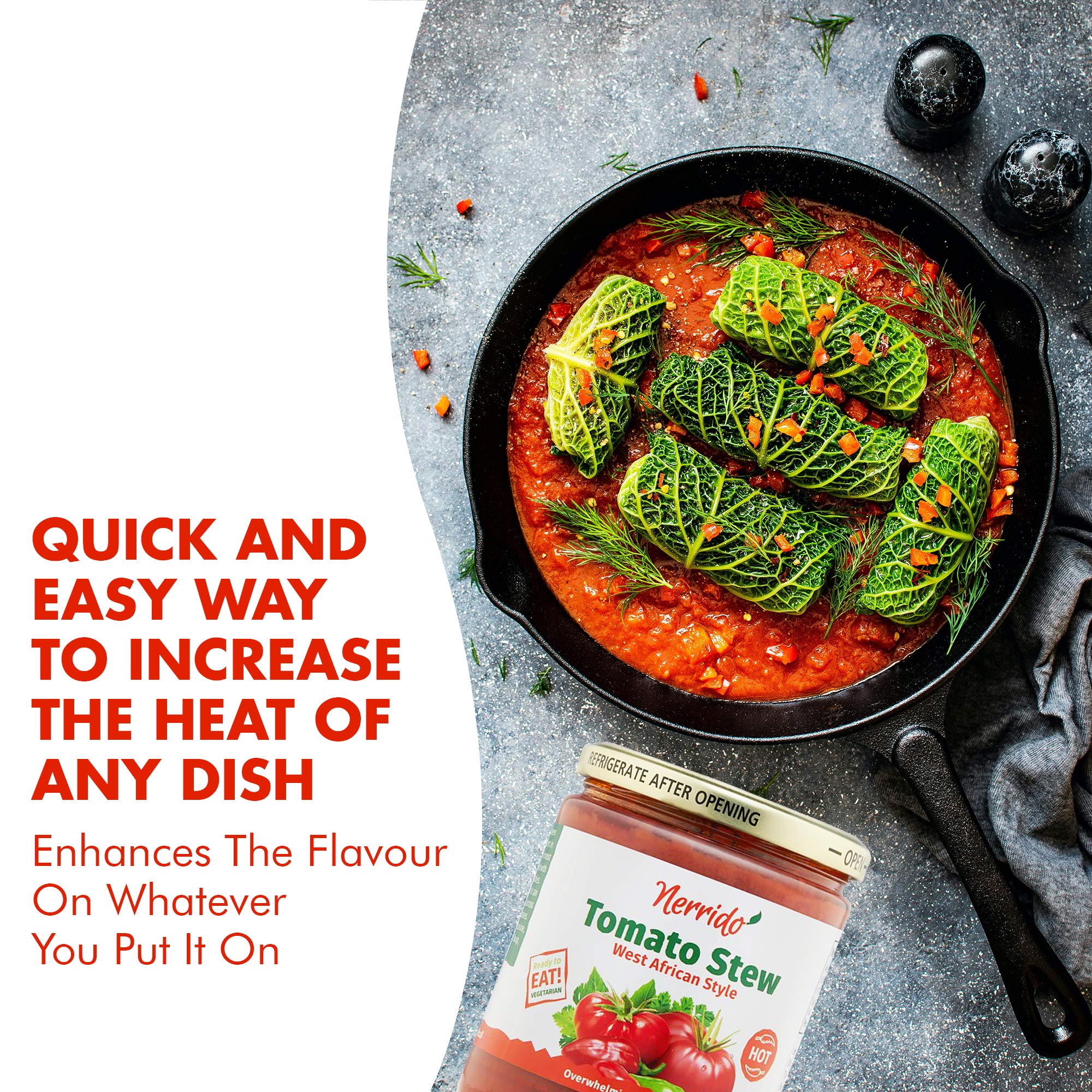 Nerrido African Style Hot Pasta Sauce - Canned Tomato Stew & Jollof Rice Red Sauce with Vegetables and Spices, 16oz (454g) 4-Pack | Perfect for Pasta, Rice Dishes, and African Cuisine