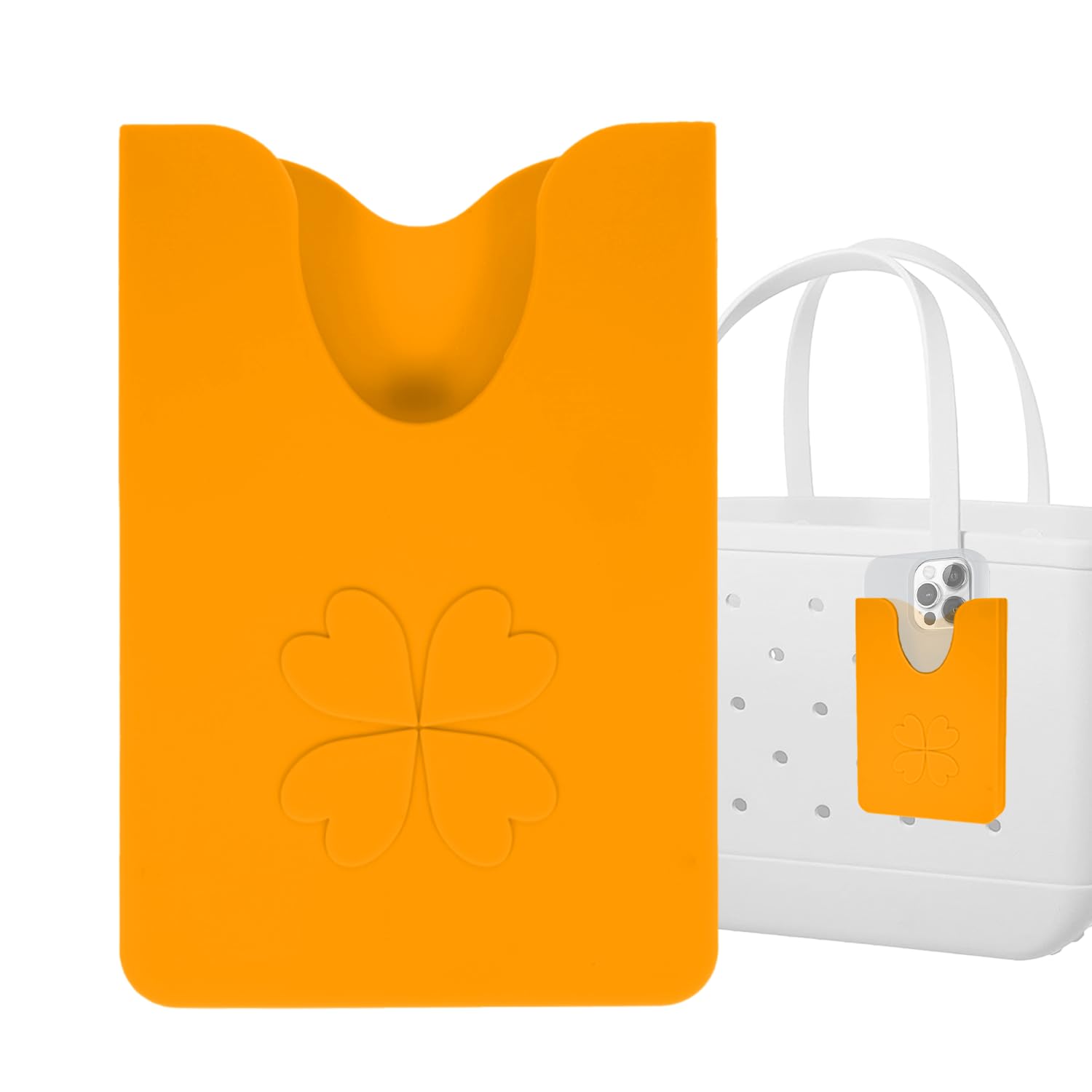 Bogg Bag Phone Holder - Silicone Beach Bag Accessory with Universal Phone Size Fit | Perfect for Pool, Beach & Outdoor Activities - Orange Peel Design