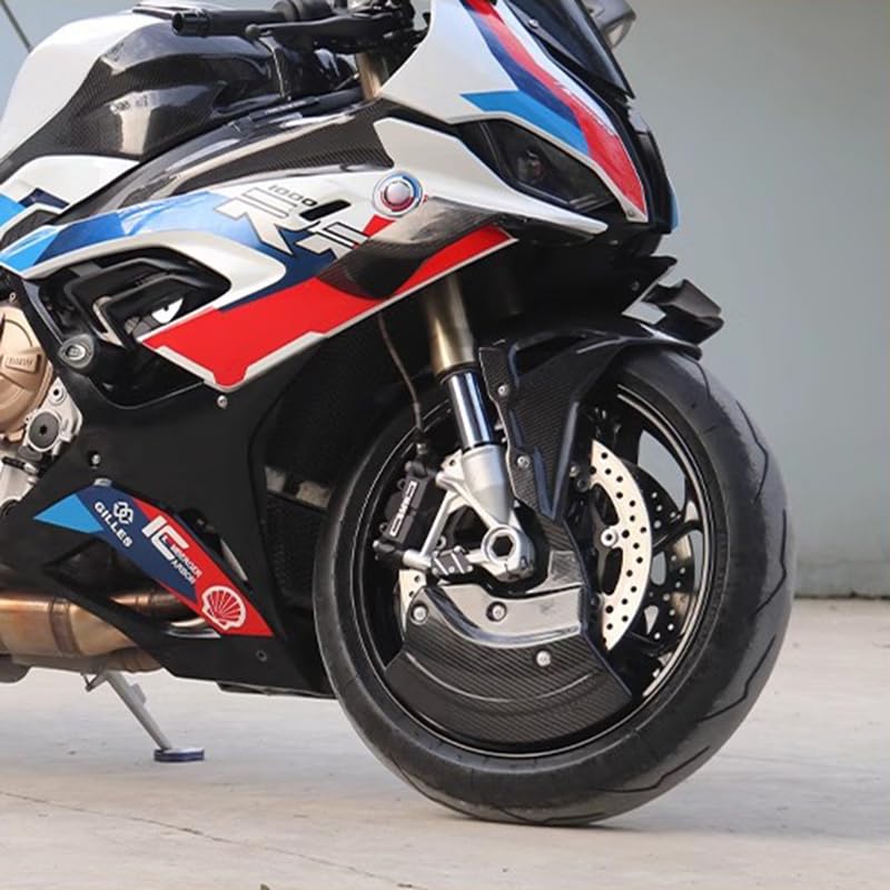 BMW S1000RR S1000R M1000RR M1000R Motorcycle Front Brake Caliper Covers & Radiator Guard - Black (2019-2024) - Enhances Safety & Style for Track & Street Riding