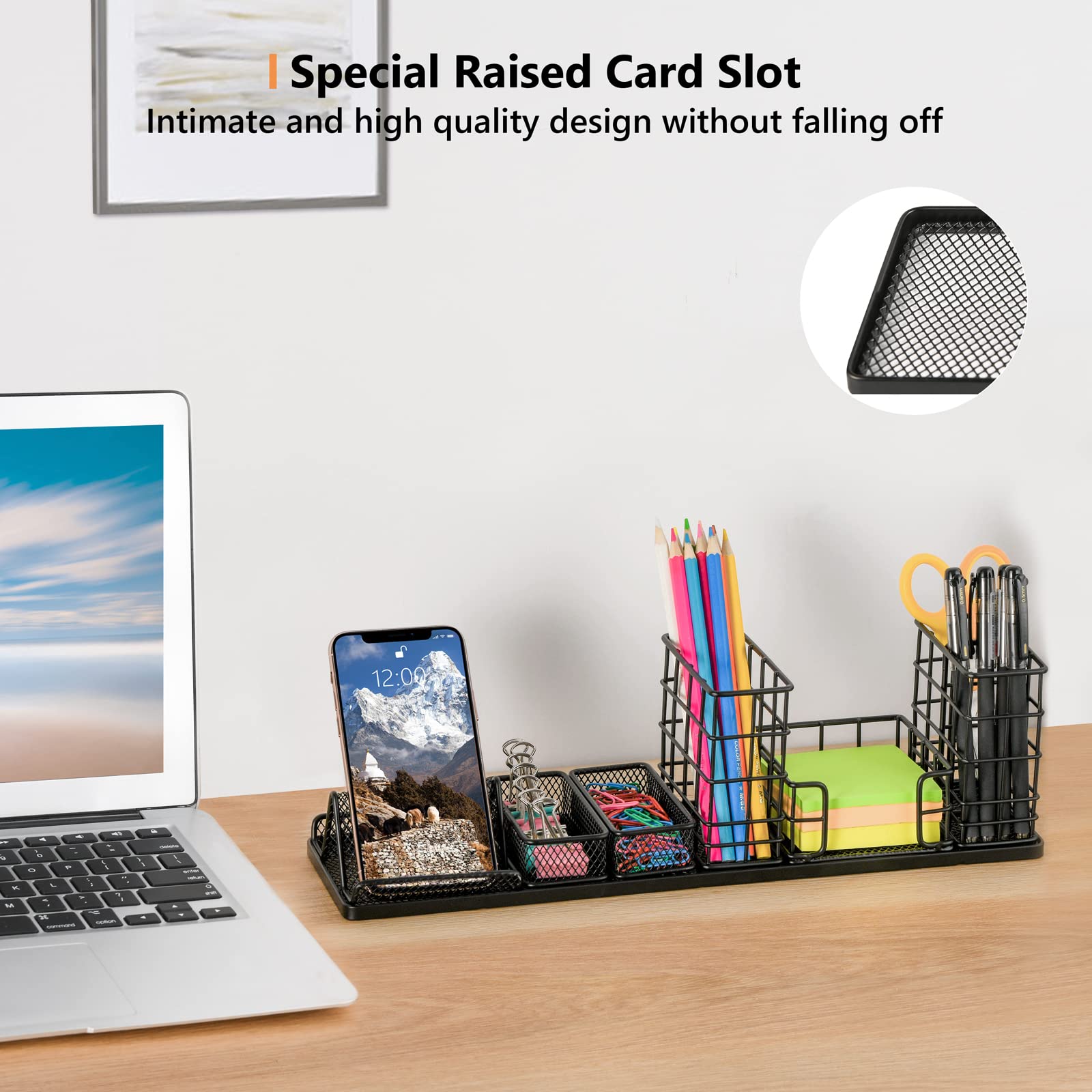 Premium Desk Organizer Set with Pen Holder, Sticky Note Holder, Paper Clip Holder & Binder Clips - Stylish Office Desk Accessories for Home & Workspace Organization