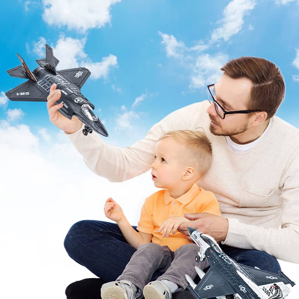 F35 Fighter Jet Toy for Kids - Pull Back Diecast Metal Airplane Model with Light & Sound Effects | Military Aircraft Collection, Birthday Gift for Boys | Playtime, Room Decor & Aviation Enthusiast Display