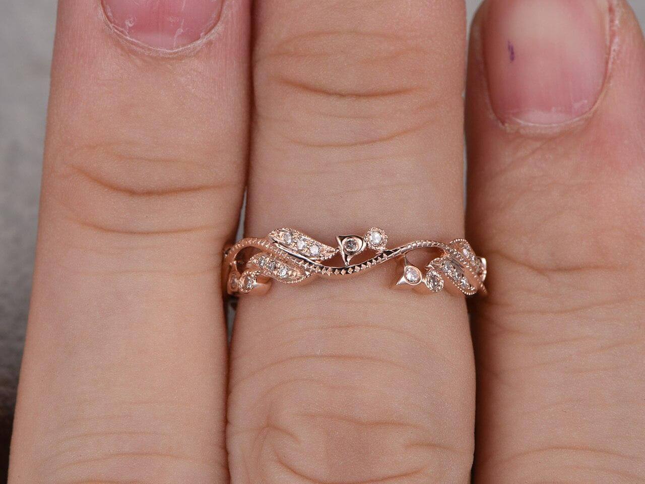 0.50 Carat Moissanite Diamond Wedding Ring - 18k Gold Plated Full Eternity Band with Milgrain & Floral Design - Perfect for Anniversary, Engagement & Bridal Jewelry Gifts