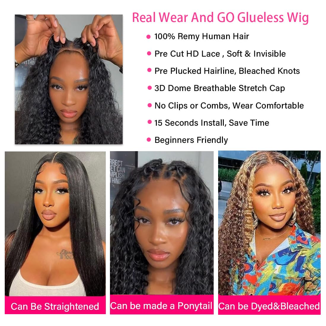 30 Inch Glueless Wear and Go Human Hair Wig - Pre Plucked 13x4 Lace Front with Baby Hair, 180% Density Deep Wave HD Transparent Lace Frontal Curly Wig for Women | Perfect for Daily Wear, Parties, Cosplay & Protective Styling