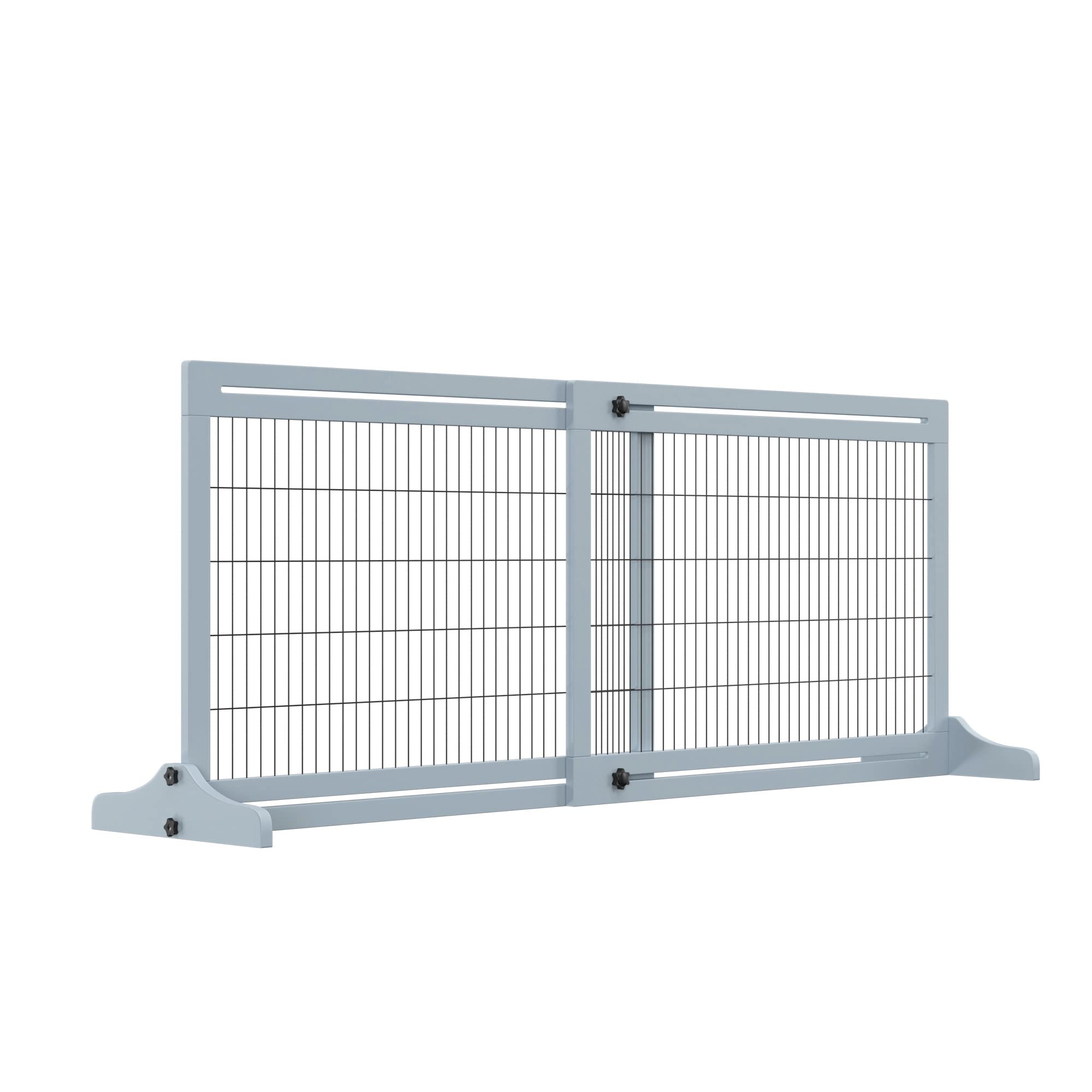 **PawHut 72-Inch Extra Wide Freestanding Pet Gate - Adjustable Length Dog & Cat Barrier for Doorways, Hallways, Stairs - Durable Gray Indoor Safety Gate for Home, Puppies, and Small Pets**    *(Perfect for blocking off doorways, hallways, or stairs to keep pets safe while allowing easy human access.)*