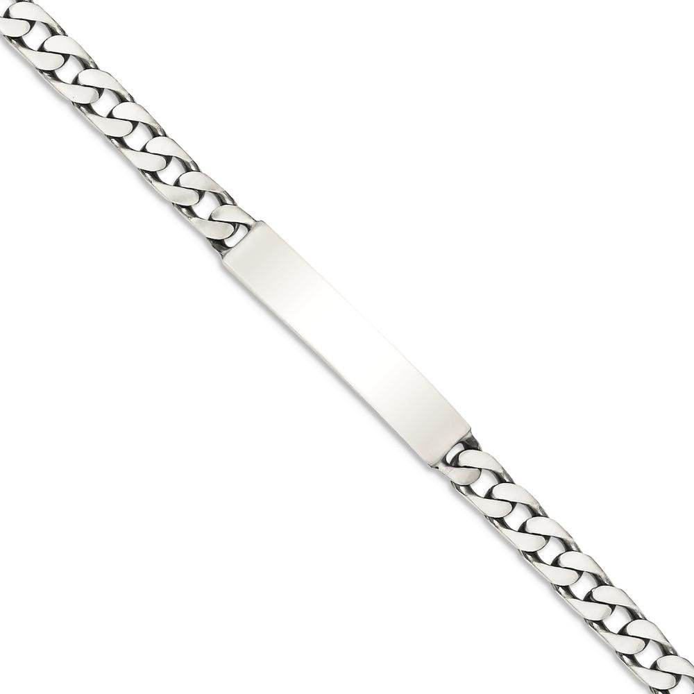 925 Sterling Silver Engraveable Vintage Curb Link Name Bar ID Bracelet - Personalized Gift for Women, Men, Couples | Birthday, Anniversary, Wedding, Friendship Jewelry