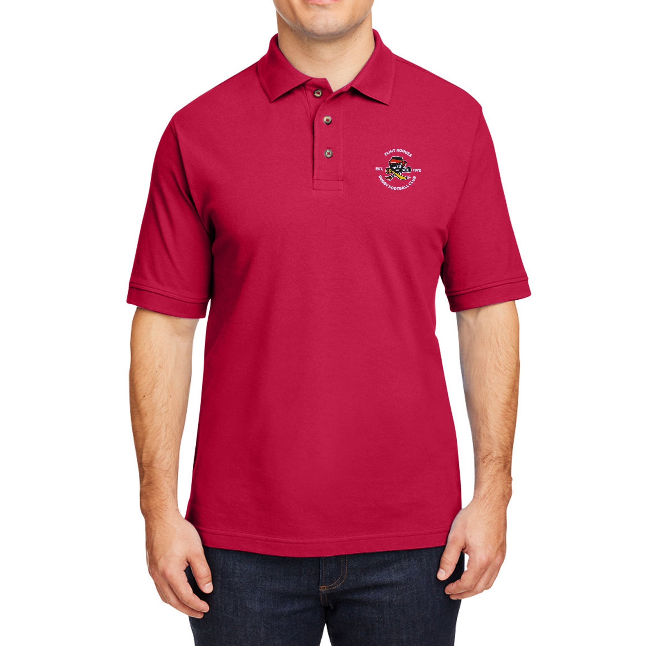 Flint Rogues RFC Ringspun Cotton Polo Shirt for Men - Soft, Breathable & Durable - Perfect for Golf, Casual Wear & Outdoor Activities