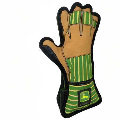 **John Deere Dog Tug Toy – Durable Work Glove-Shaped Pet Chew with Squeaker – Tough Dog Toy for Play & Training – Perfect for Farmers, Builders & Outdoor Enthusiasts – Great for Fetch, Tug-of-War & Interactive Play**