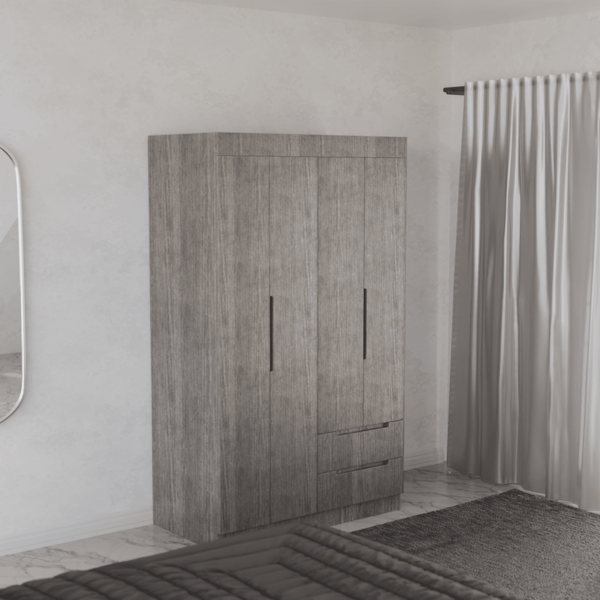Harrison 4 Door Open Wardrobe Closet - Spacious Storage for Bedroom, Living Room & Walk-In Closet Organization