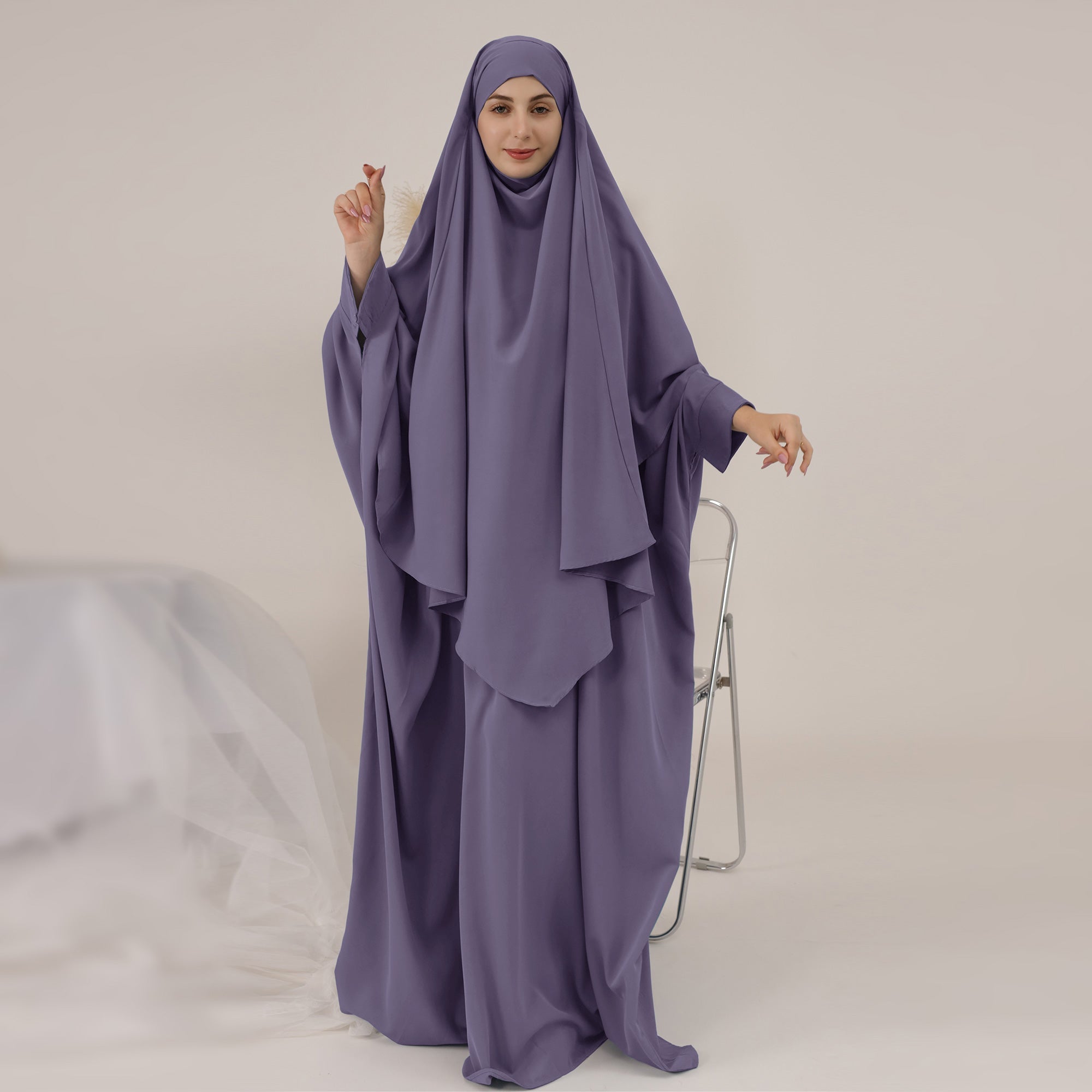 Amira Abaya Set for Women - Elegant Muslim Prayer Dress with Scarf - Perfect for Prayer, Mosque, and Special Occasions