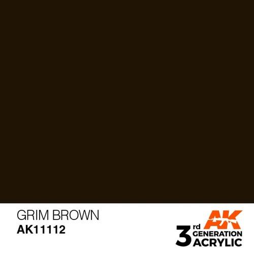 AK Interactive AK11112 Grim Brown Acrylic Paint - 17ml Bottle (3rd Gen) for Military Models, Miniatures & Dioramas - Weathering & Realistic Effects