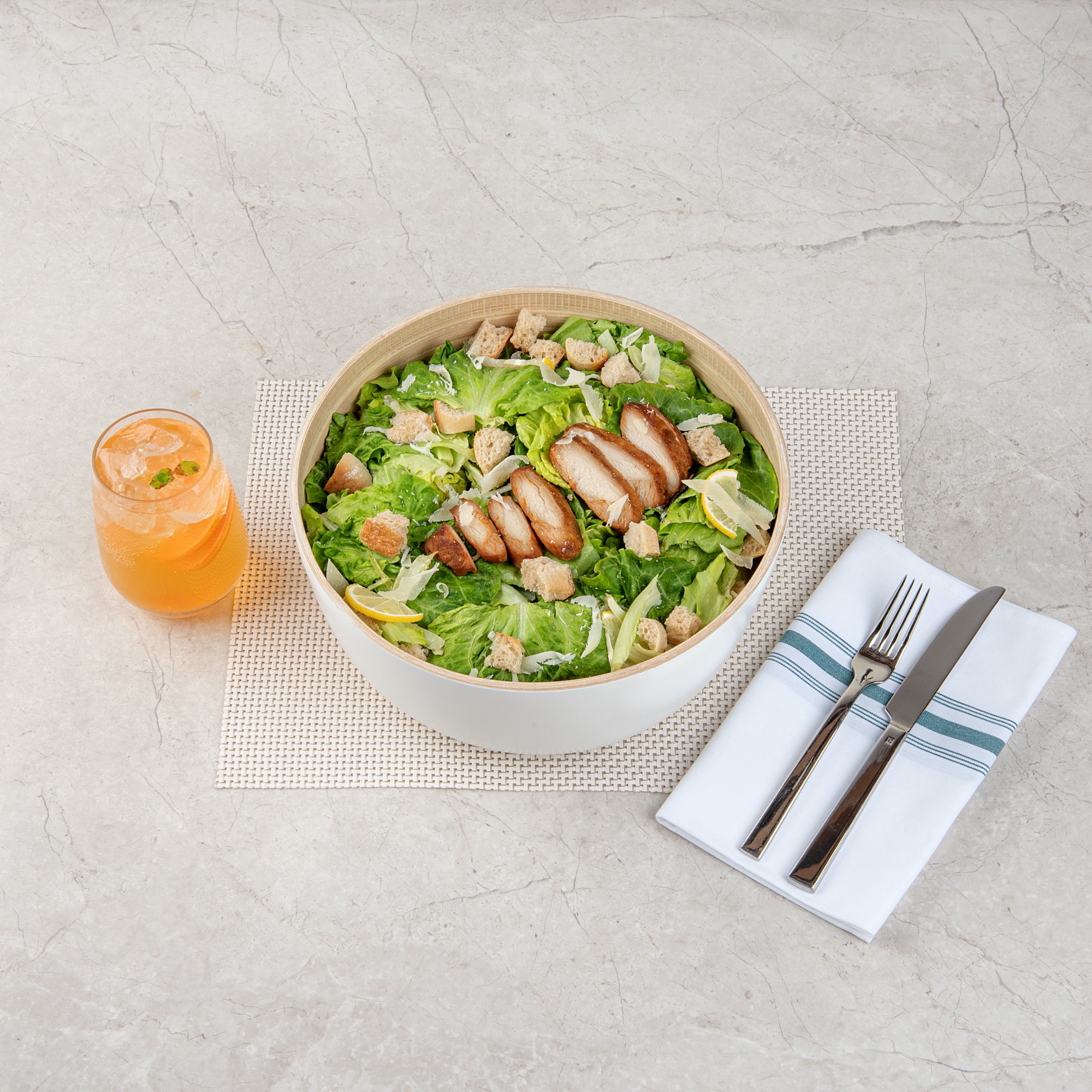 Bambuddha 30 oz Round White Spun Bamboo Large Salad Bowl - 11 x 11 x 5.5 Inches - Eco-Friendly Serving Bowl for Salads, Pasta, Snacks & Entertaining - 1 Count Box