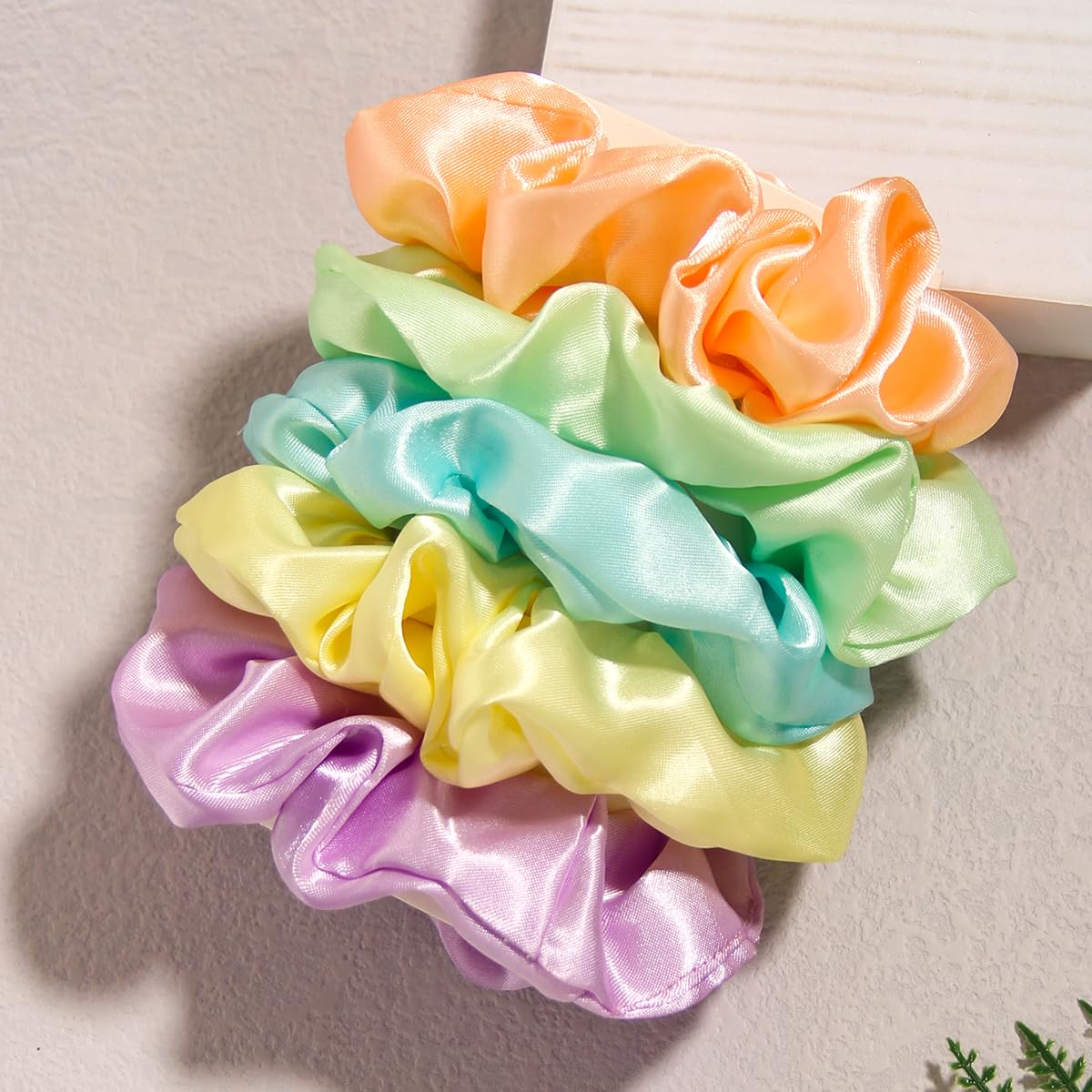 Satin Scrunchies Hair Ties for Women - 8 Pack, Soft Ponytail Holders for Daily Use & Work