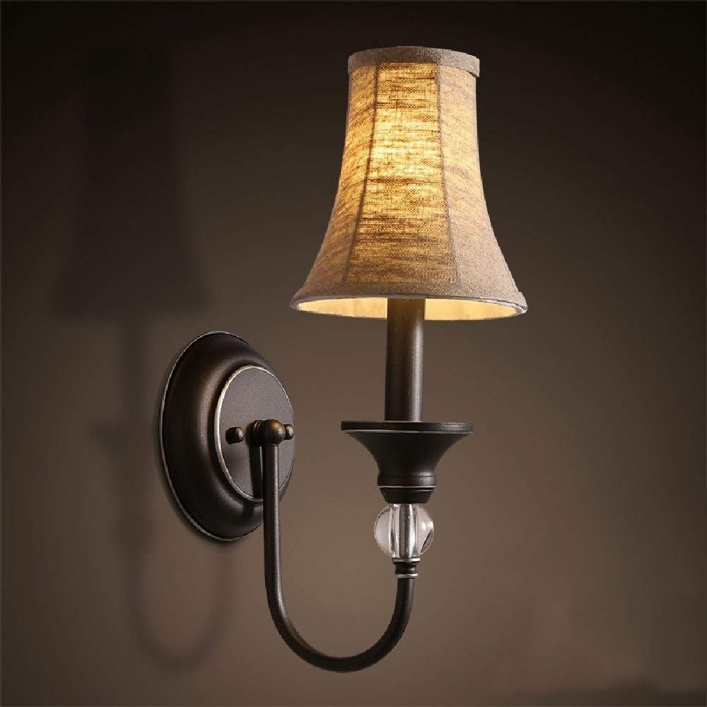 Iron Wall Sconce Light - 1-Light Nordic Style Cloth Shade Wall Lamp for Bedroom, Living Room, Restaurant & Corridor - E14 Reading Light with Simple Decorative Design - Perfect for Cozy Ambiance, Entryway Lighting & Nighttime Reading