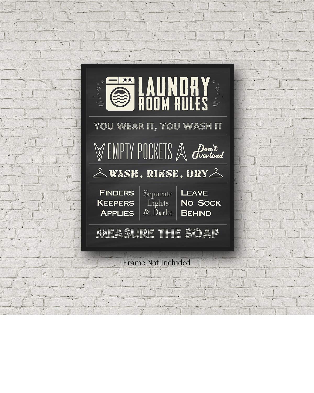 Laundry Room Rules Wall Art Decor Print - 16x20 Inch Unframed Poster - Perfect for Laundry Room Decoration & Unique Gift Ideas - Home Decor for Washer & Dryer Area