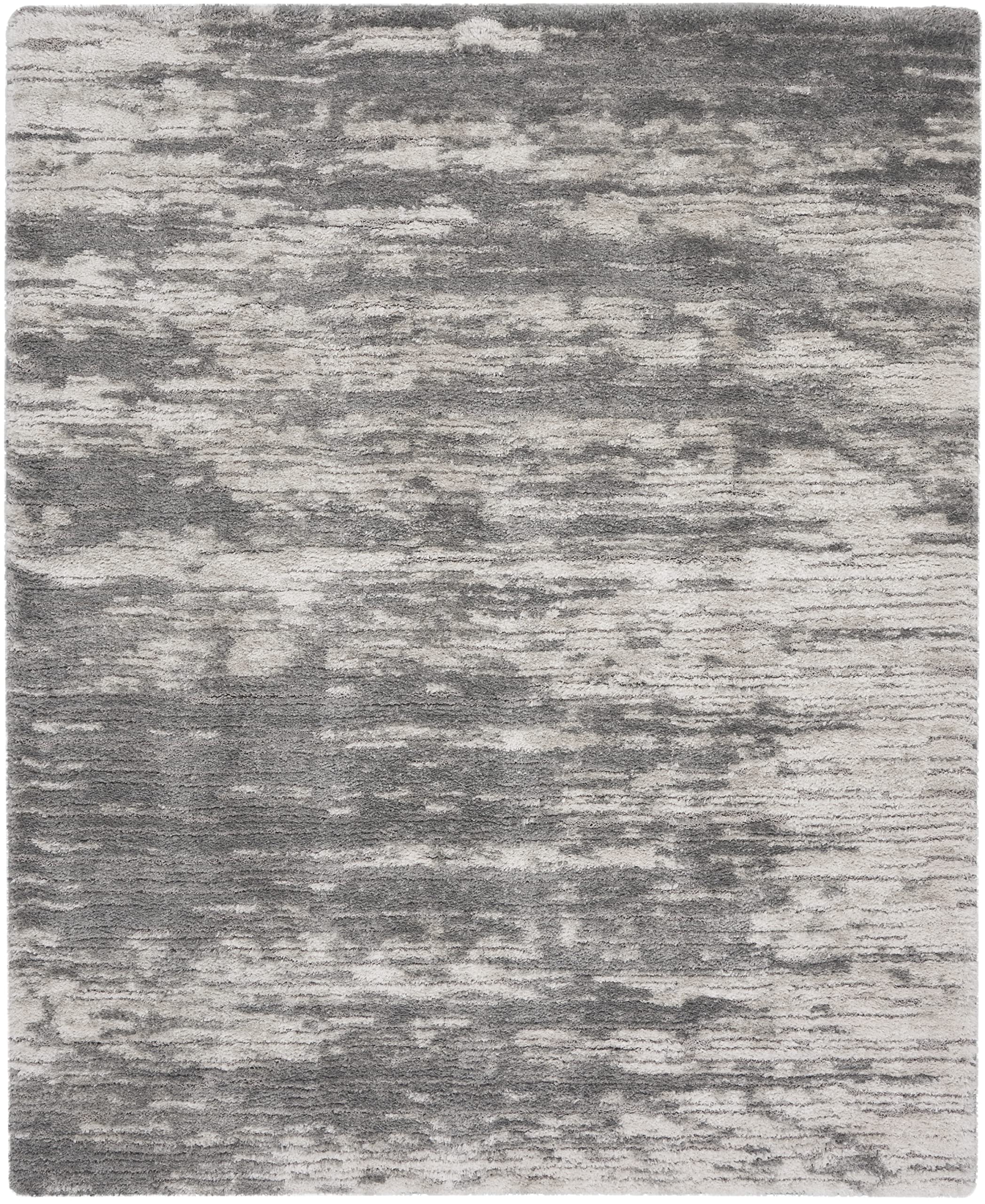 Nourison Luxurious Shag Charcoal/Ivory 8x10 Area Rug - Soft Plush, Easy Clean, Non-Shedding - Perfect for Bedroom, Living Room, Dining Room & Kitchen Decor | Cozy Home & Office Floor Covering