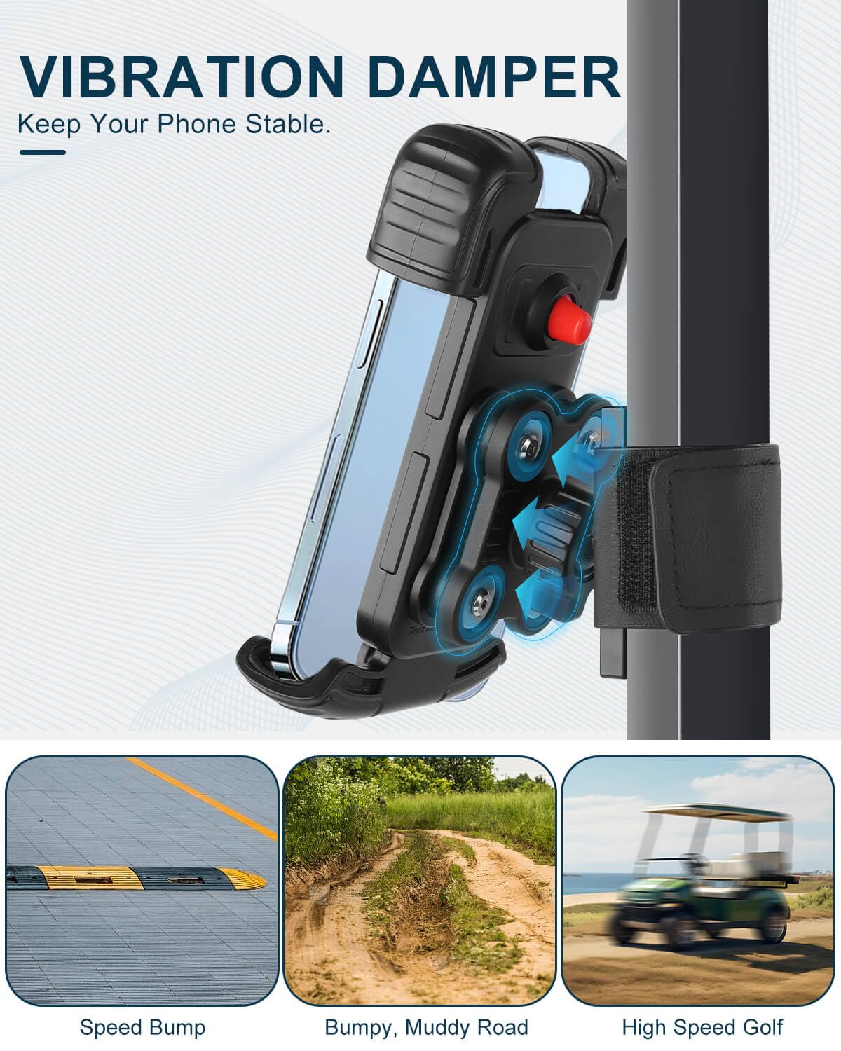 **Magnetic Golf Cart Phone Holder Mount - Vibration Dampener & Ultra-Strong N52 Neodymium Magnets - Compatible with EZGO, Club Car, Yamaha, ICON - Secure Phone Caddy for iPhone, Galaxy, Google Pixel - Perfect for Golfing, Off-Roading & Outdoor Adventures**